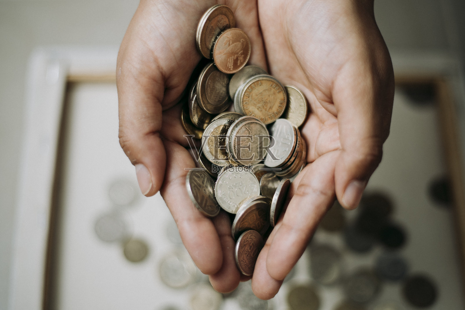 哥伦比亚货币硬币照片摄影图片