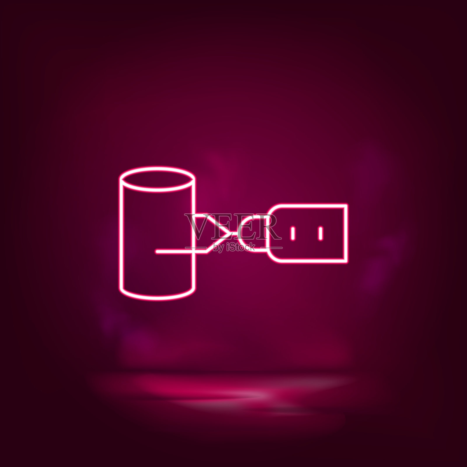 液压臂、工业臂矢量霓虹灯图标。图解孤立向量sig插画图片素材