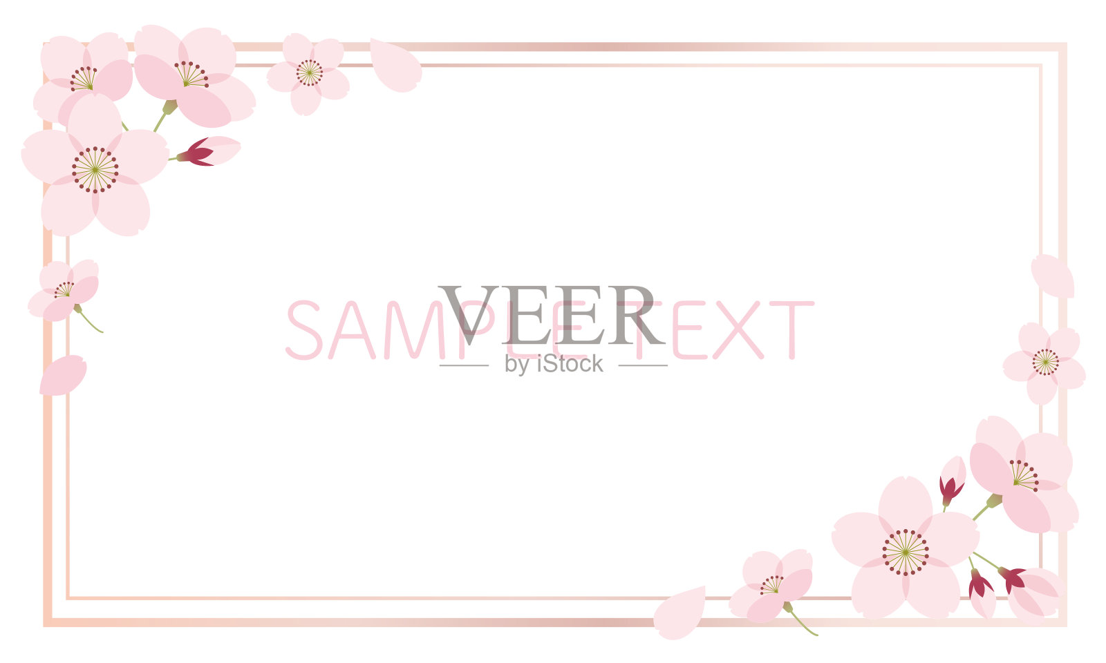 简单可爱的樱花……插画图片素材