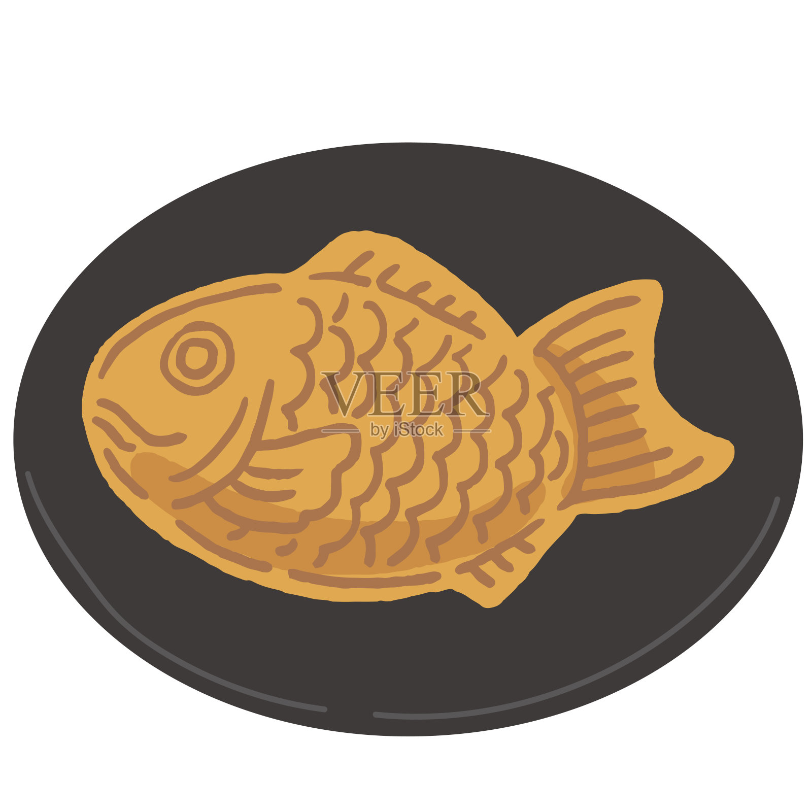 日本甜食，中间夹着豆酱的蛋糕看起来像鱼插画图片素材