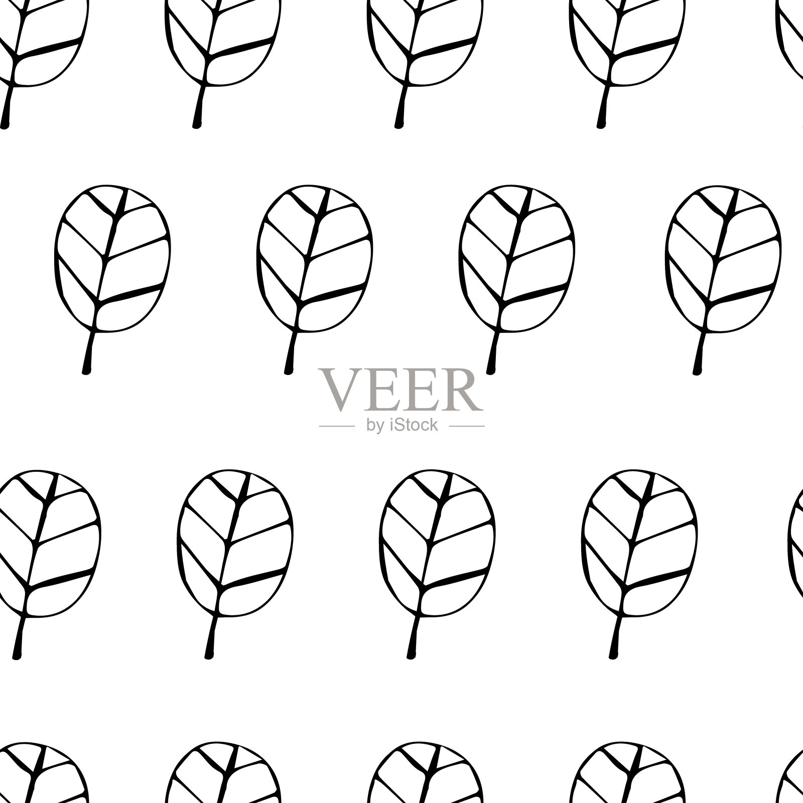 简洁简约的花朵图案无缝平面设计，适用于纸张、纺织品印花、页面填充。花卉背景与手绘的野花，香草和叶子插画图片素材