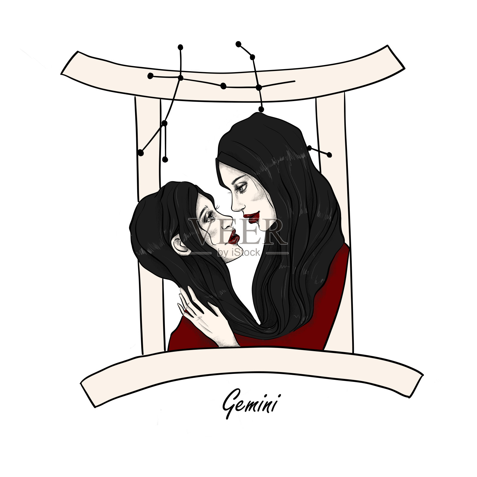 星座Gemeni。十二星座插画图片素材