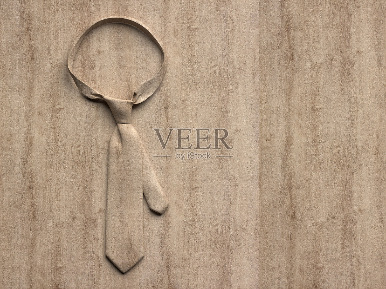 木制的男人领带在木制的背景。创造性的插图与复制空间。3 d渲染。照片摄影图片