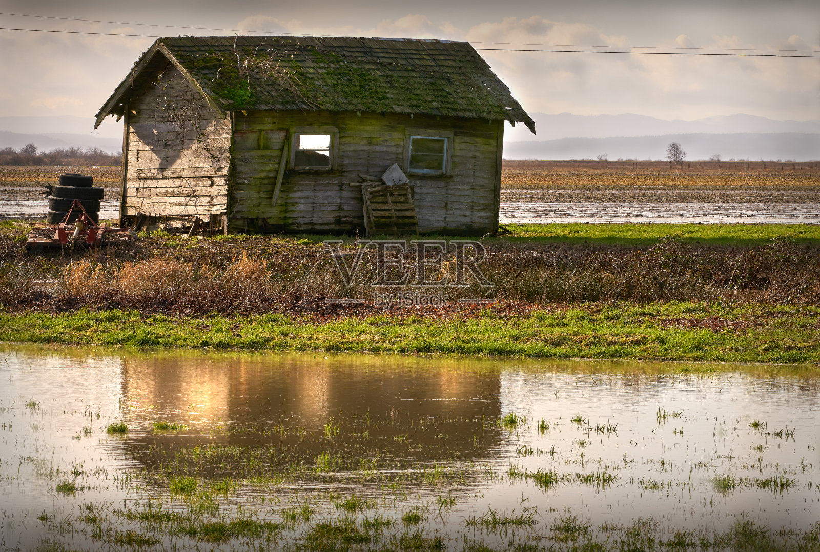 农场建筑洪水照片摄影图片