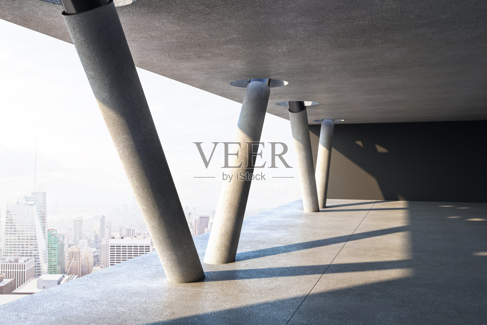 带有立柱的当代室内设计照片摄影图片