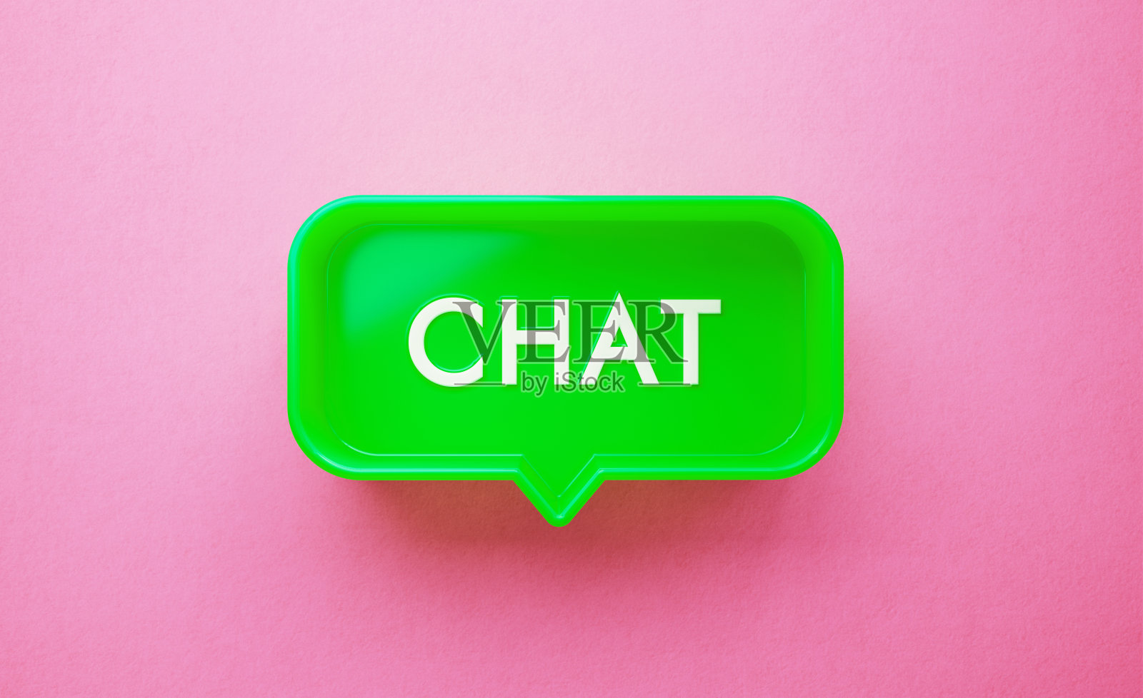 绿色语音气泡与聊天文字在粉红色的背景照片摄影图片