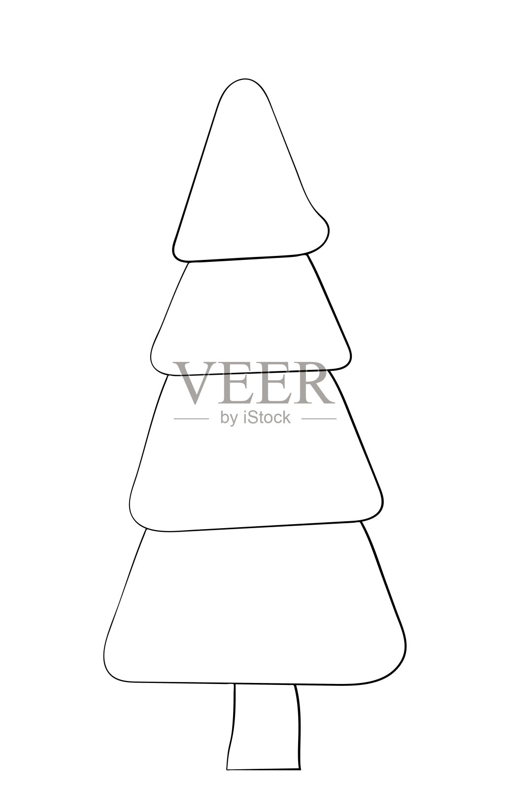 针叶树矢量剪影。风格化云杉轮廓的标志，服装装饰，建立纹身或明信片。插画图片素材