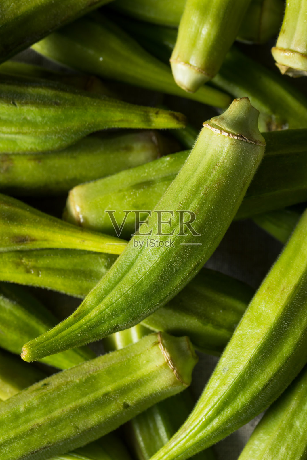 生的绿色有机秋葵荚照片摄影图片