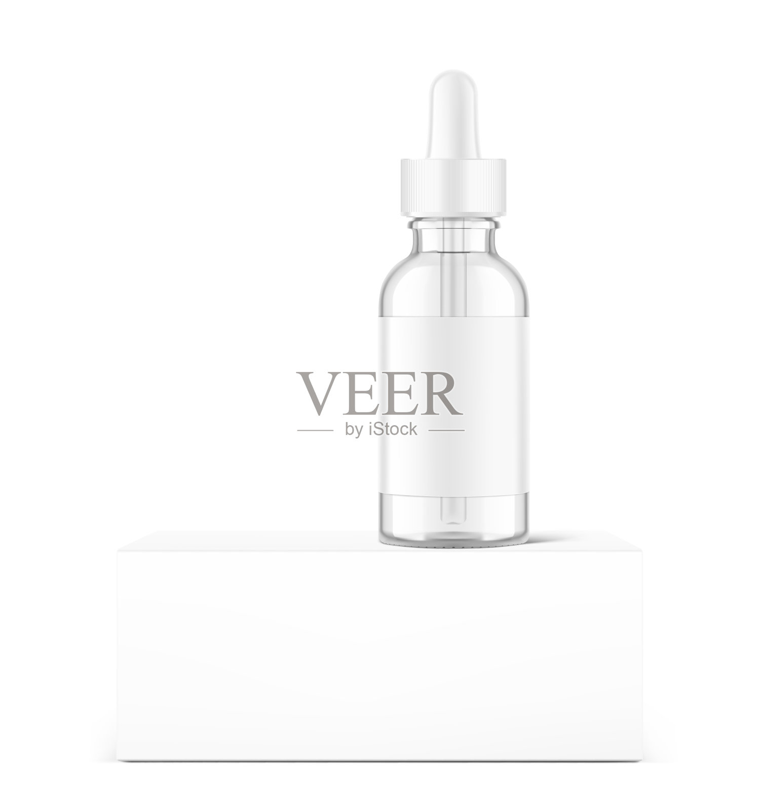 现实的纸板包装盒模型与滴管瓶模型隔离在白色的背景。插画图片素材