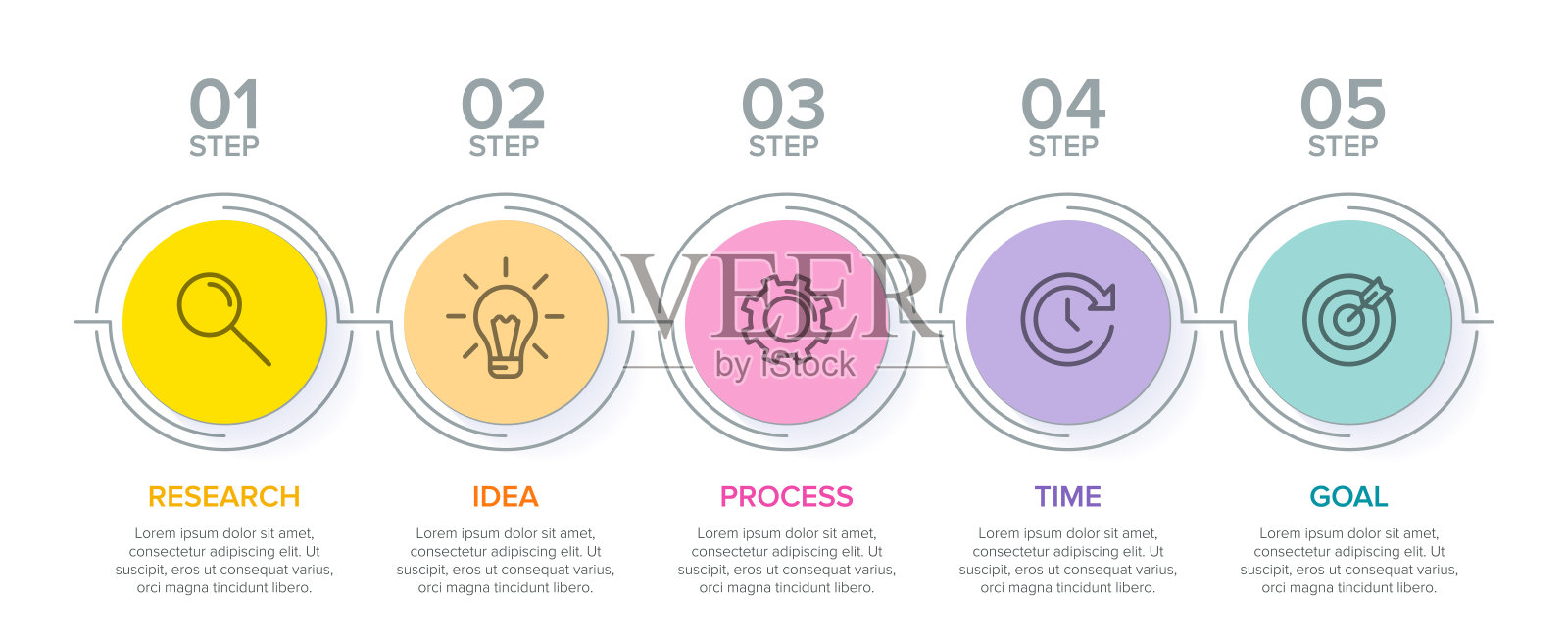信息图形设计与图标和5个选项或步骤。细线的向量。信息图的业务概念。可用于信息图形，流程图，演示文稿，网站，横幅，印刷材料。插画图片素材