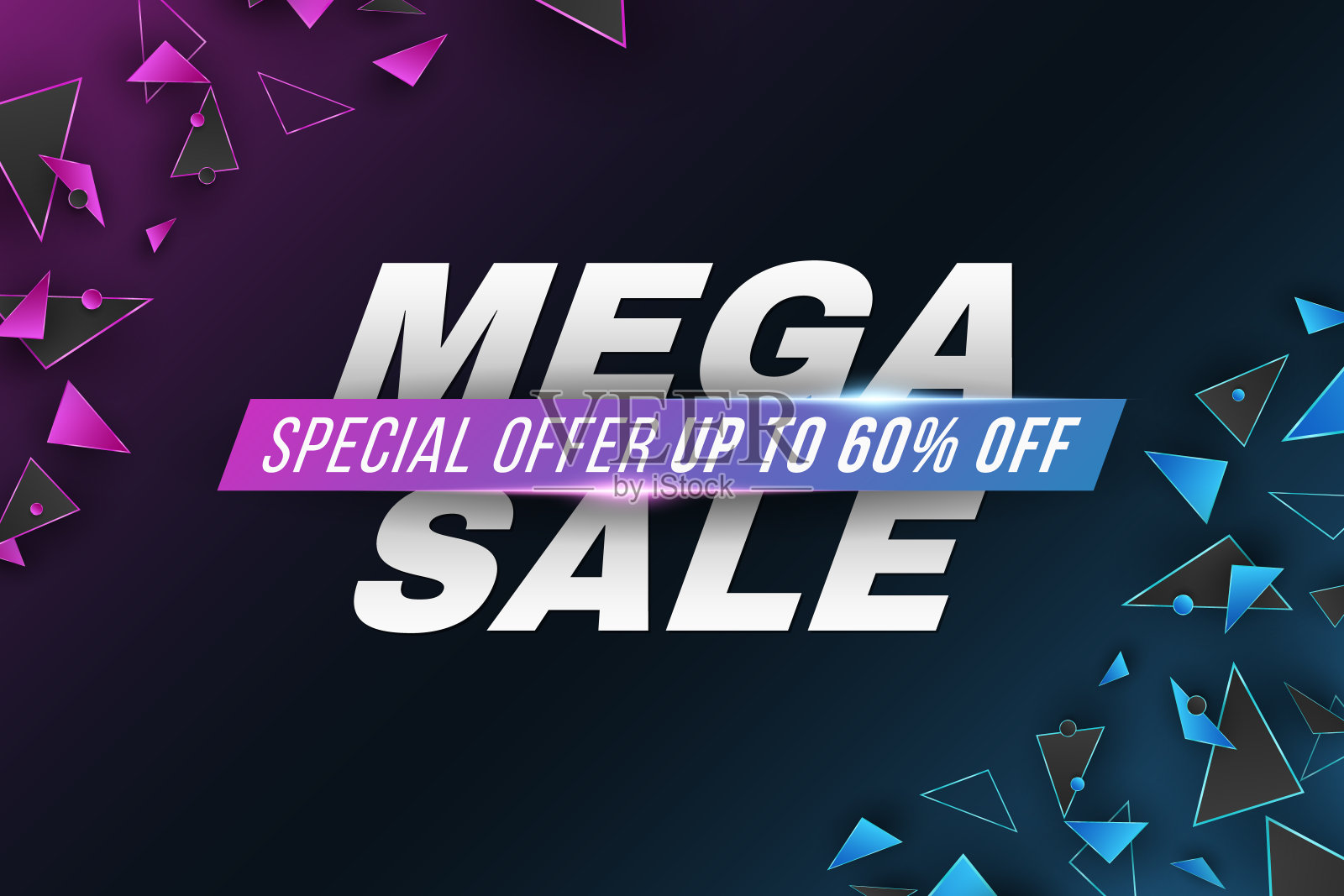 超级销售模板。业务几何设计。紫色和蓝色的随机多边形形状。抽象的三角形。矢量插图。每股收益10设计元素图片