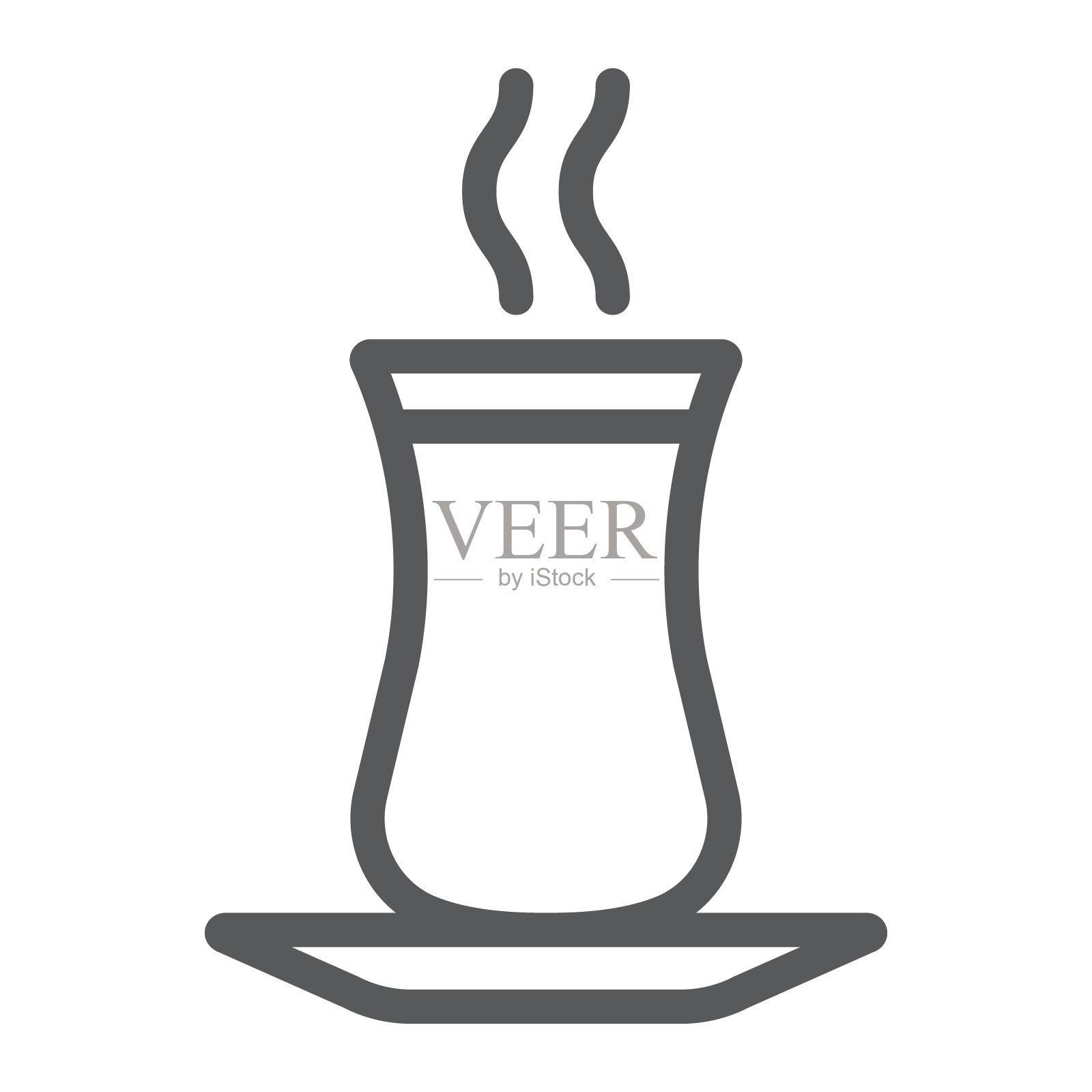 土耳其茶线图标，斋月和伊斯兰教，伊斯兰茶标志，矢量图形，白色背景上的线性图案，eps 10。插画图片素材