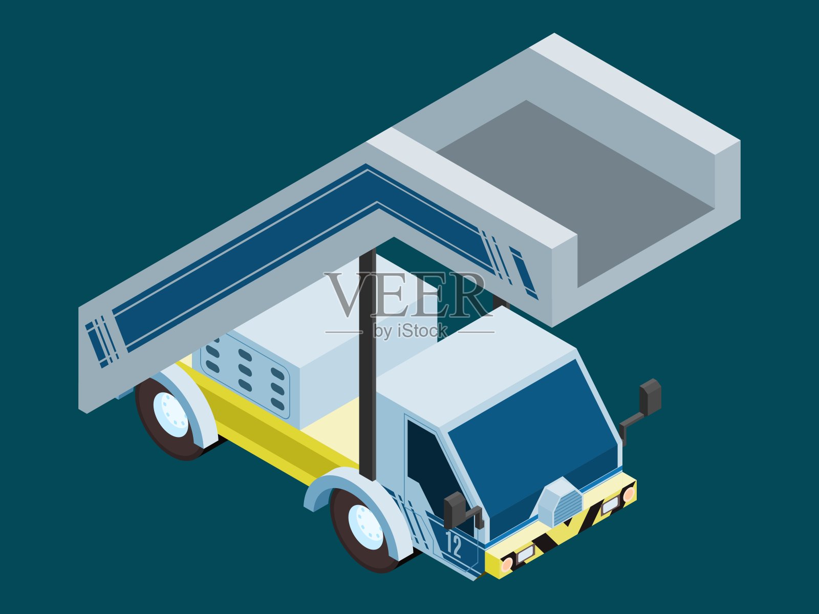 汽车飞机装载梯车。工作插画图片素材