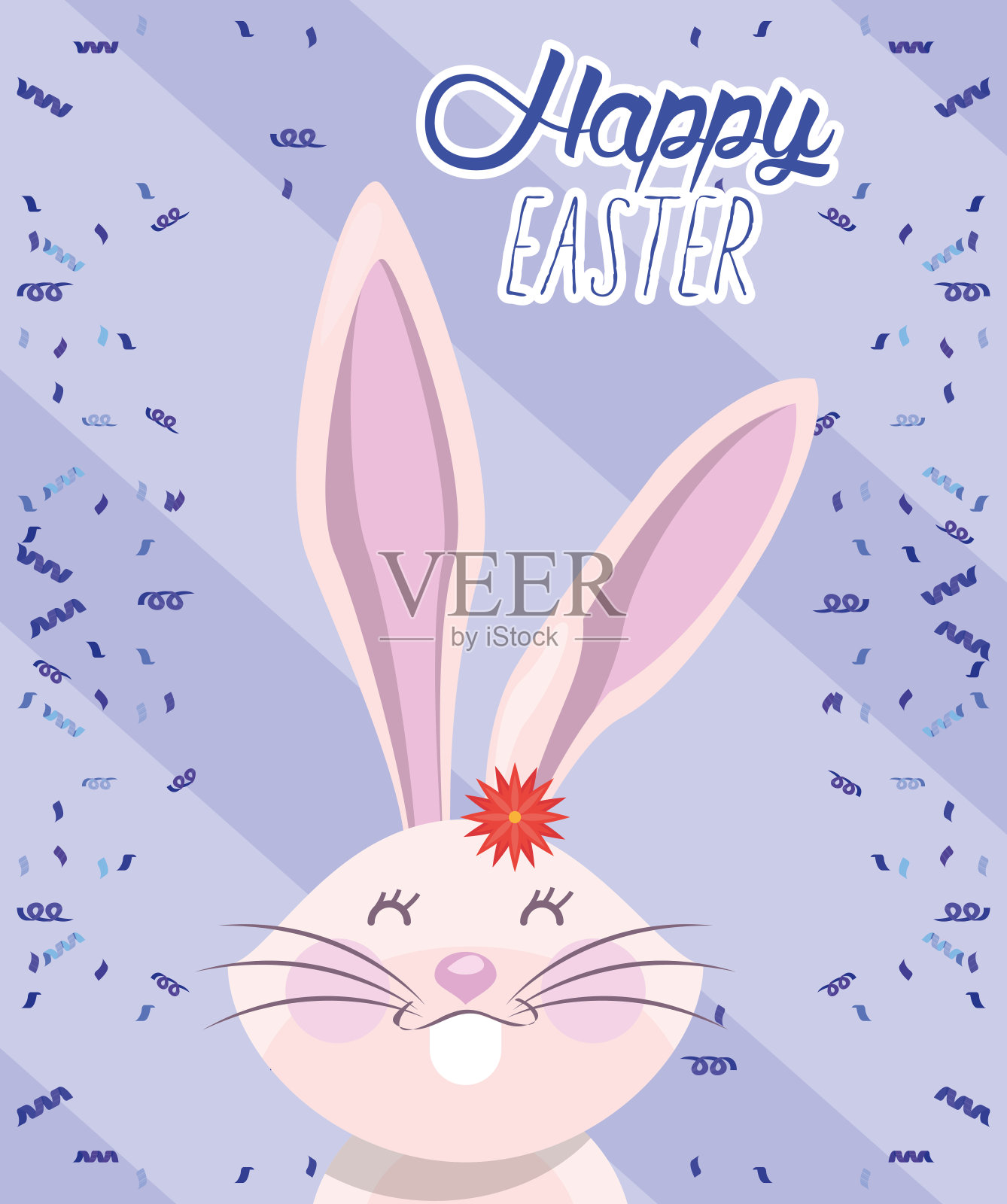 印有字母和兔子的复活节快乐卡片插画图片素材