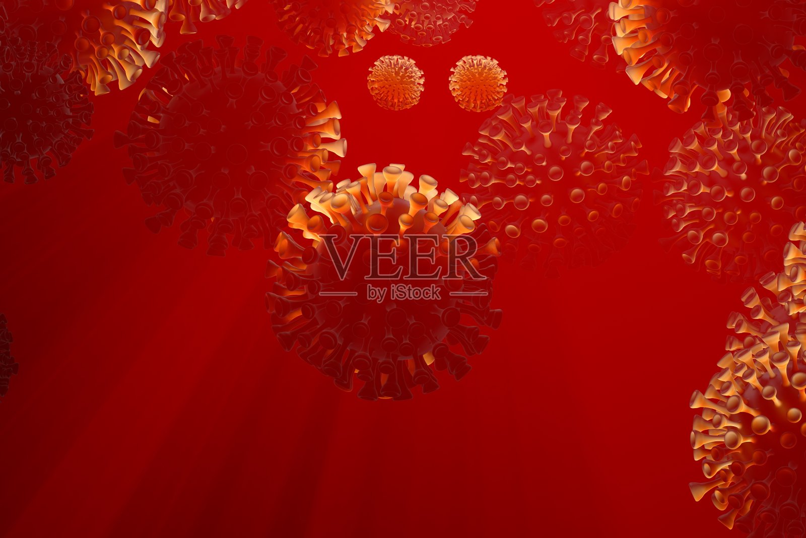 冠状病毒新冠病毒分子在太空飞行。显微摄影。传染病病毒感染的概念和生命危险。卫生保健。细胞的3D插图照片摄影图片