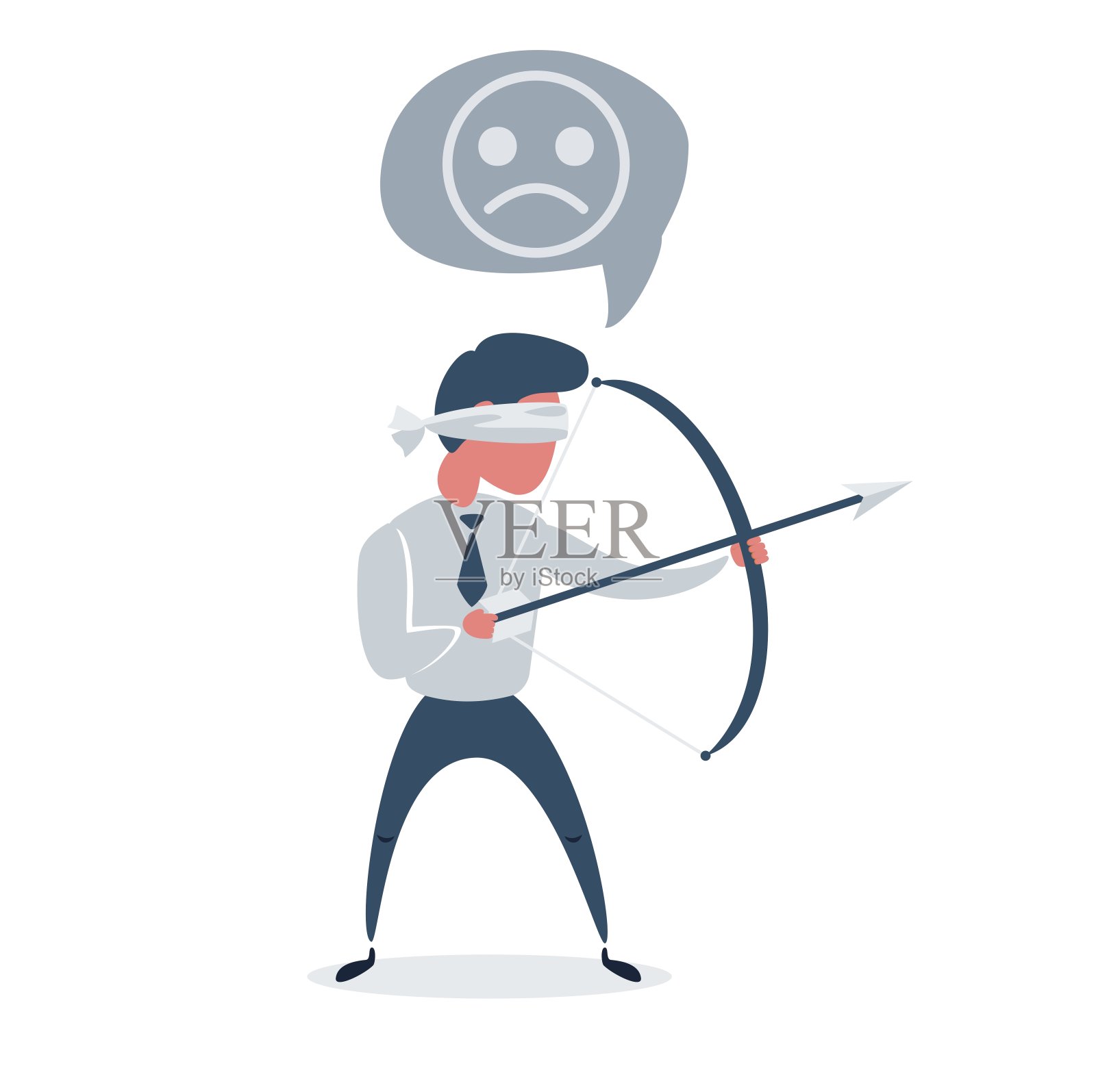蒙着眼睛的商人-失败者射箭插画图片素材
