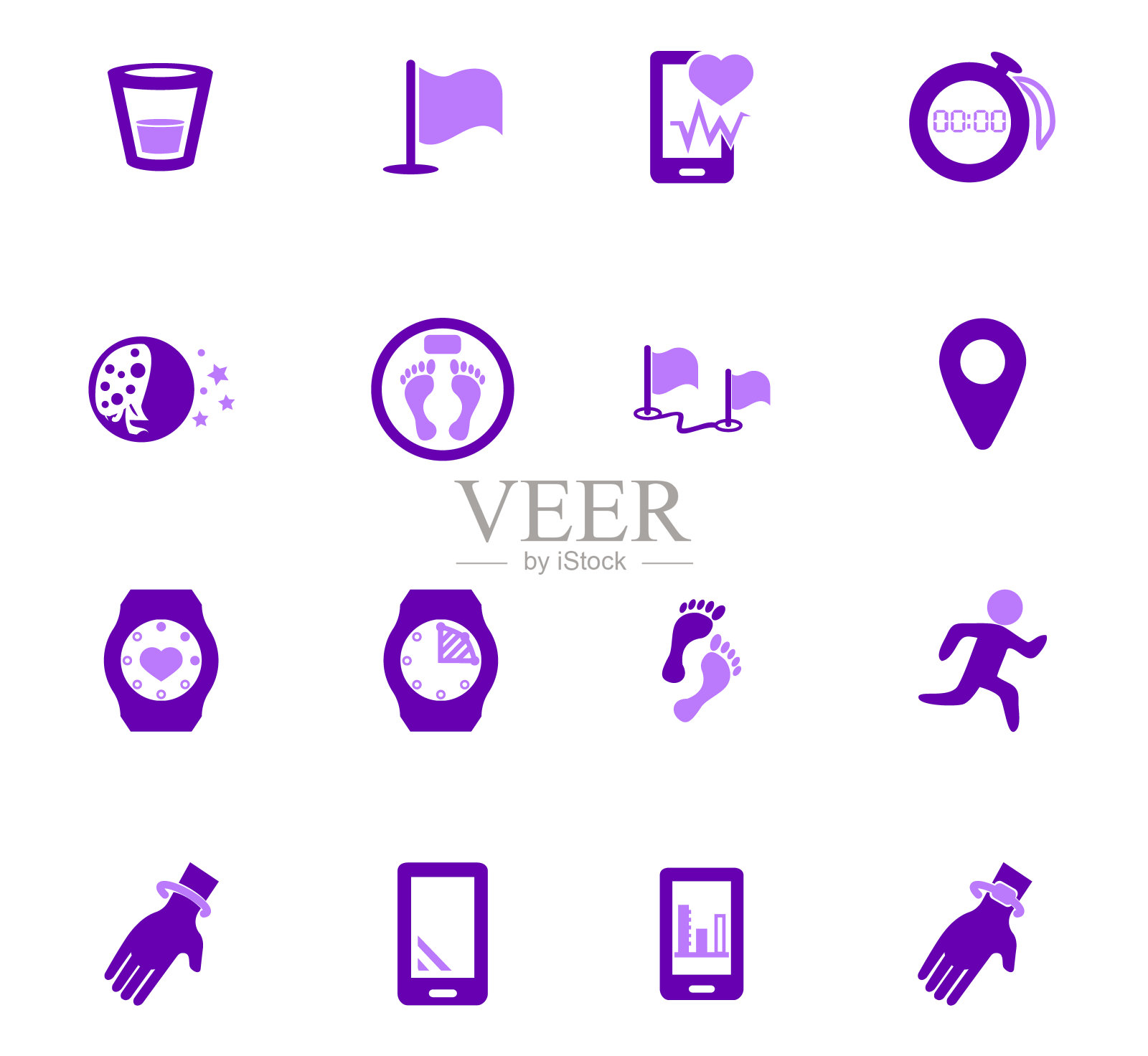 慢跑和锻炼现代监控应用图标图标素材