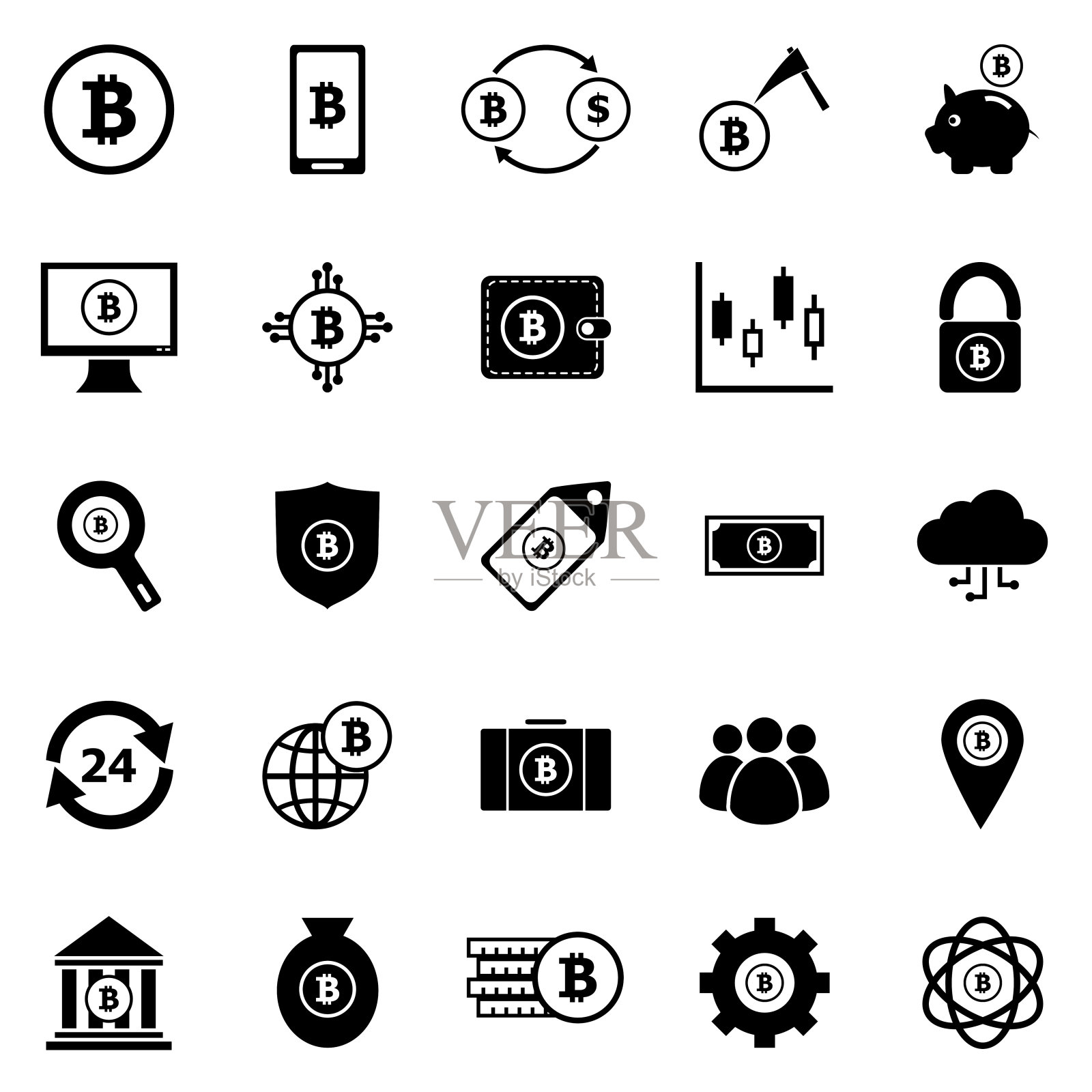 白色背景上的比特币图标图标素材