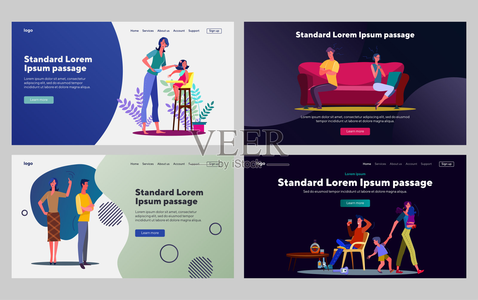 情侣问题系列插画图片素材