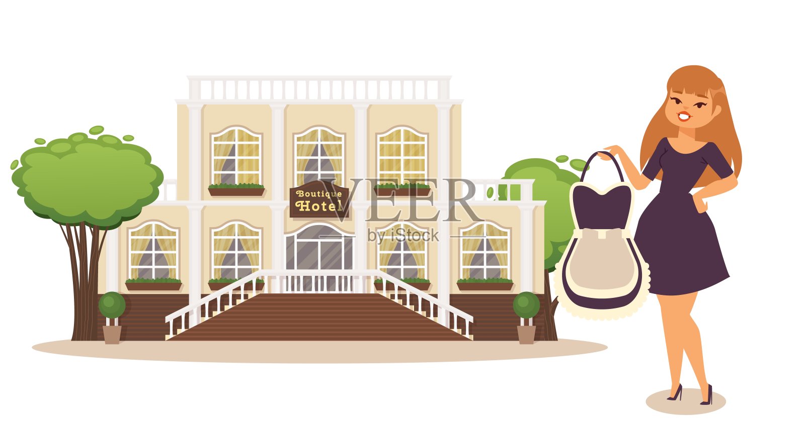 酒店服务员制服，女人卡通人物，人物矢量插画插画图片素材