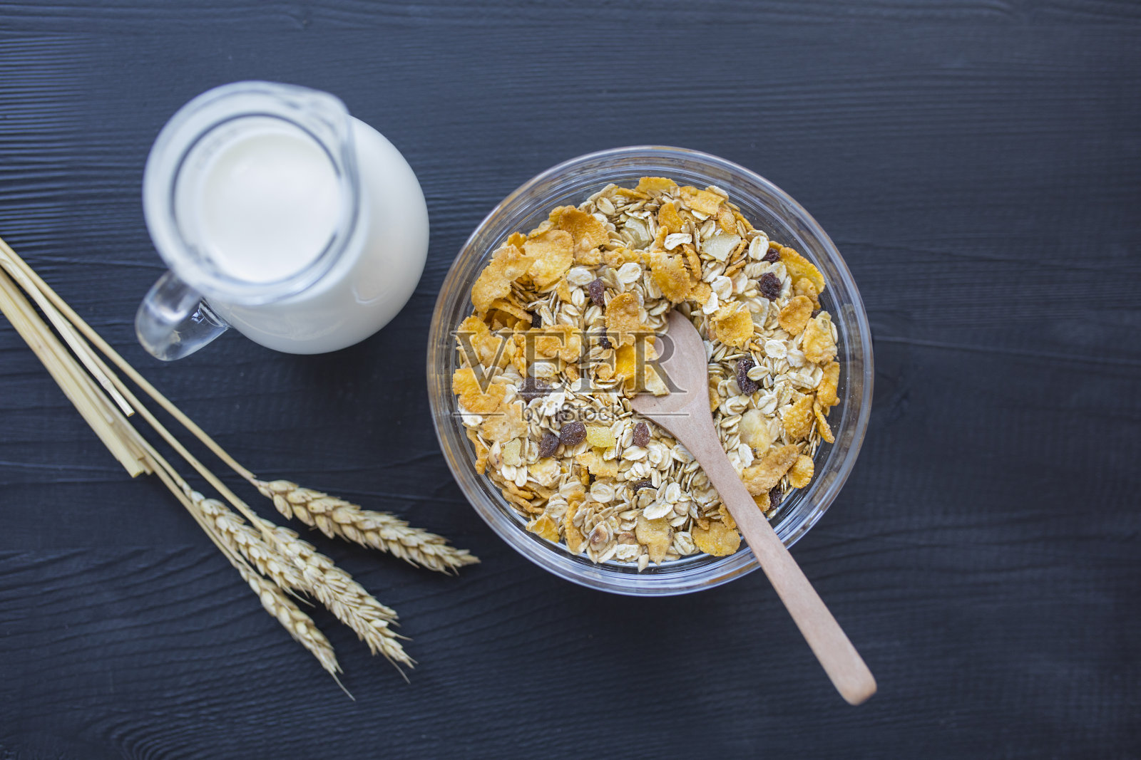 格兰诺拉麦片早餐照片摄影图片