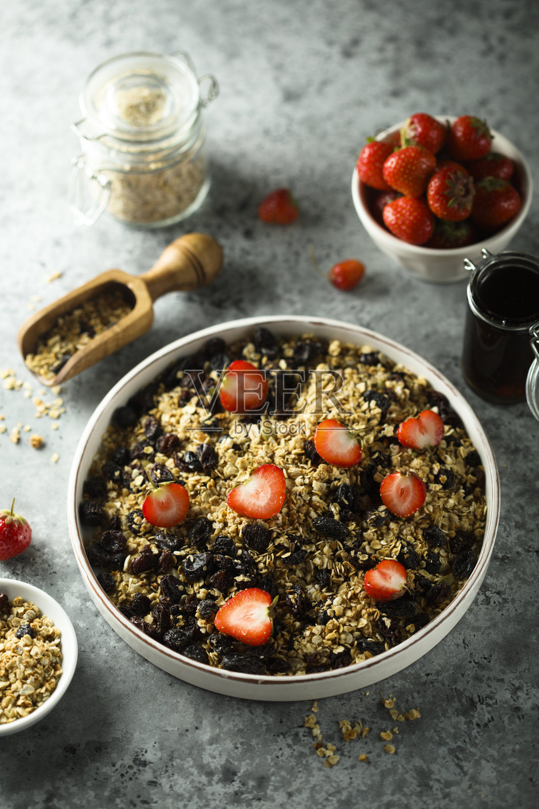 格兰诺拉麦片照片摄影图片