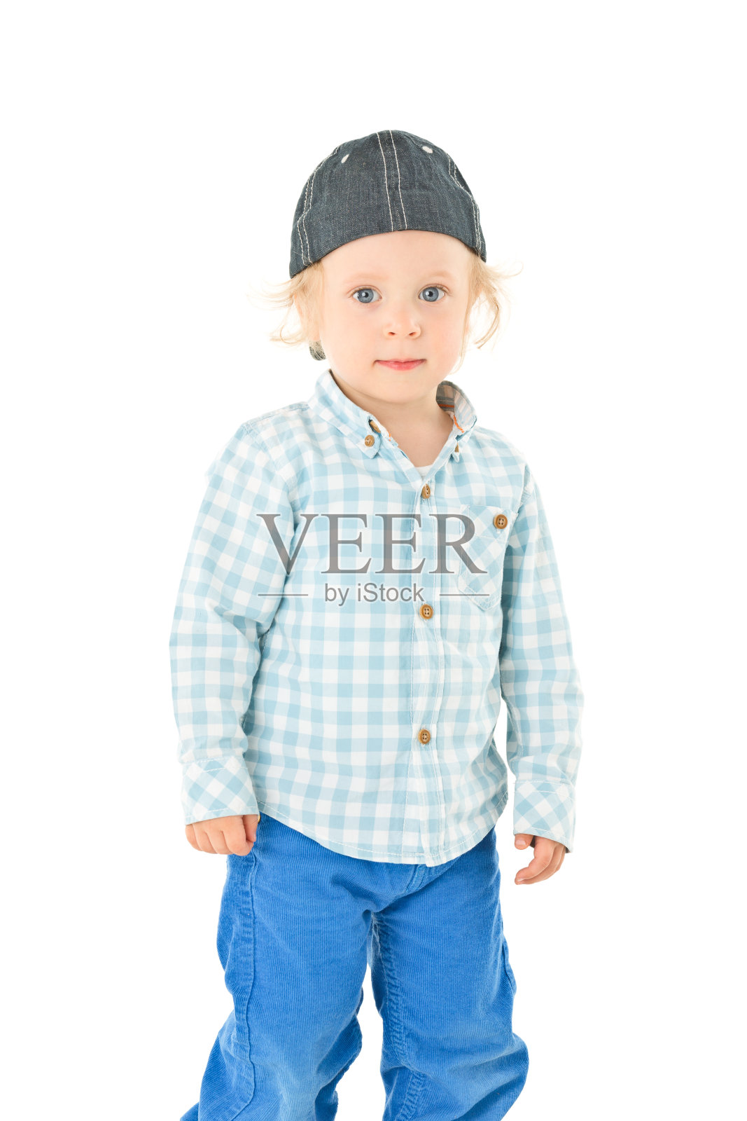 小快乐的男孩孤立在白色照片摄影图片