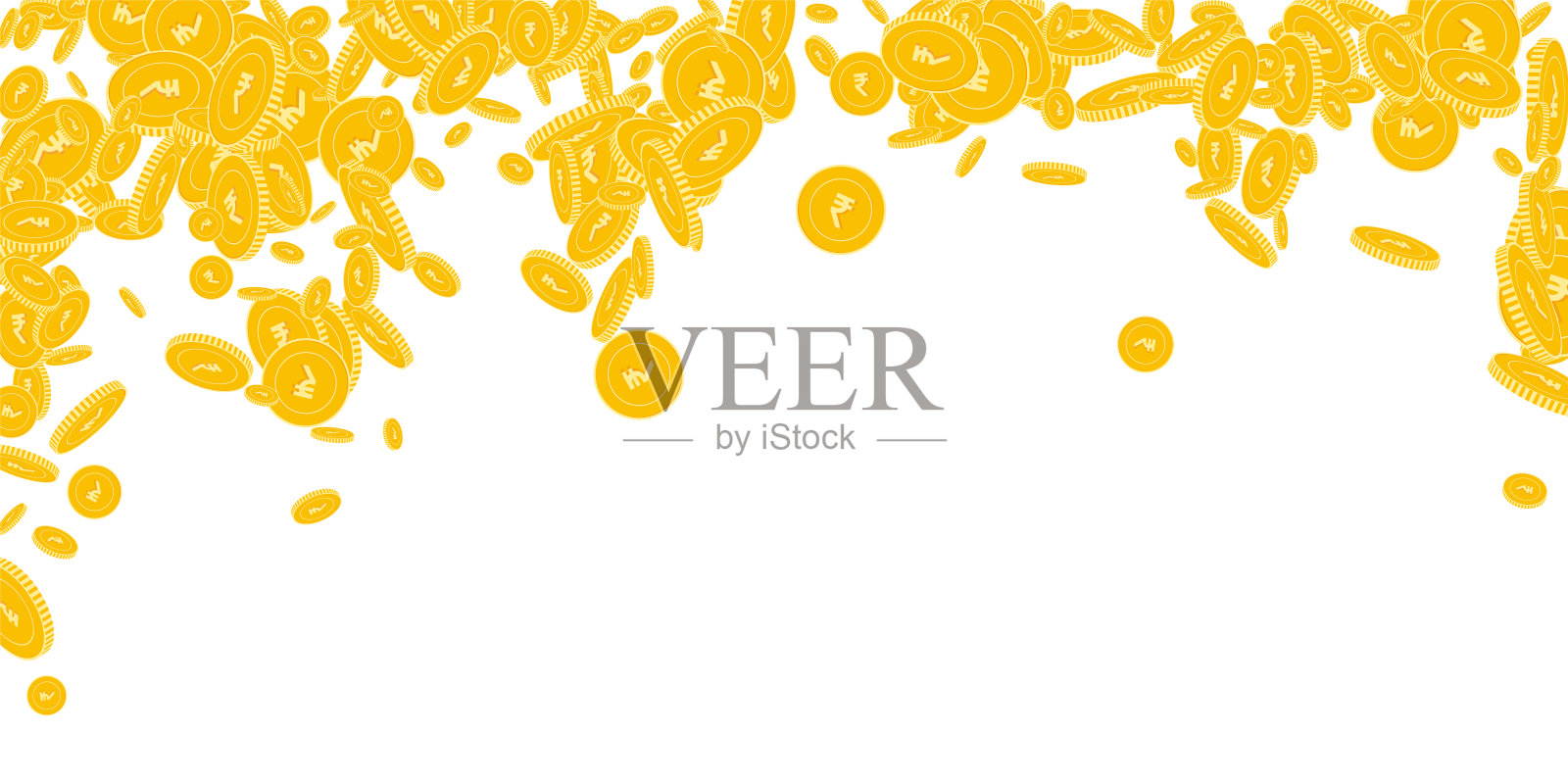 印度卢比硬币下落。分散浮动INR插画图片素材