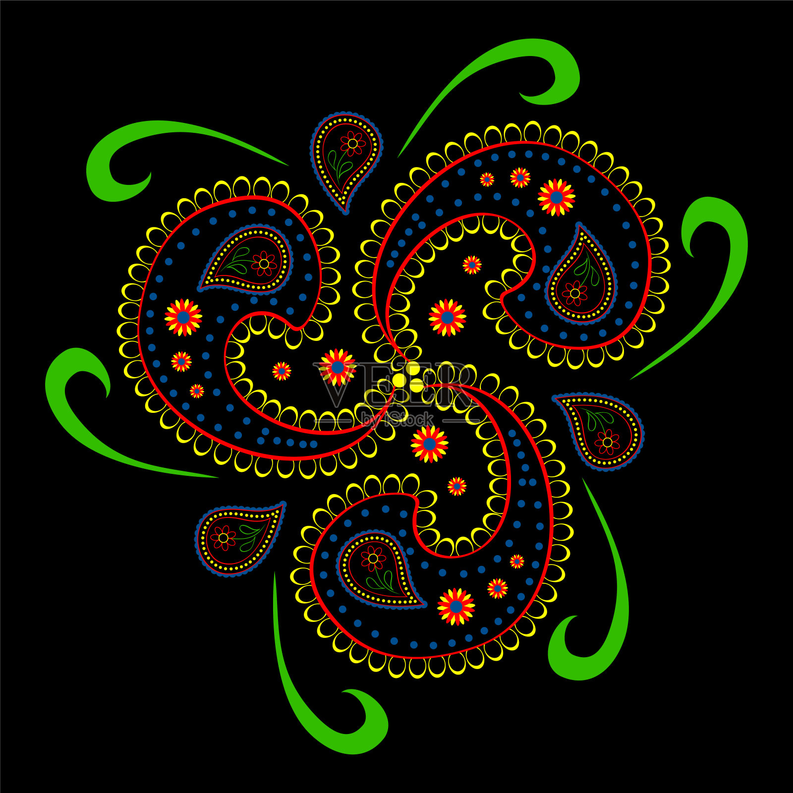 佩斯利亚洲风格插画图片素材