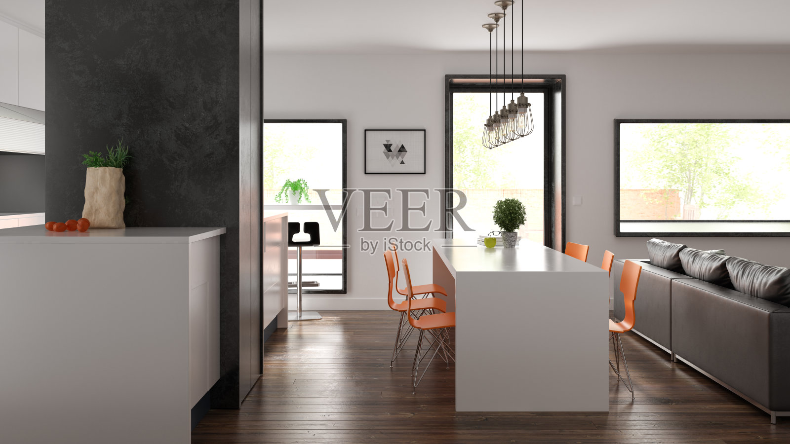 斯堪的纳维亚风格室内设计3D渲染照片摄影图片