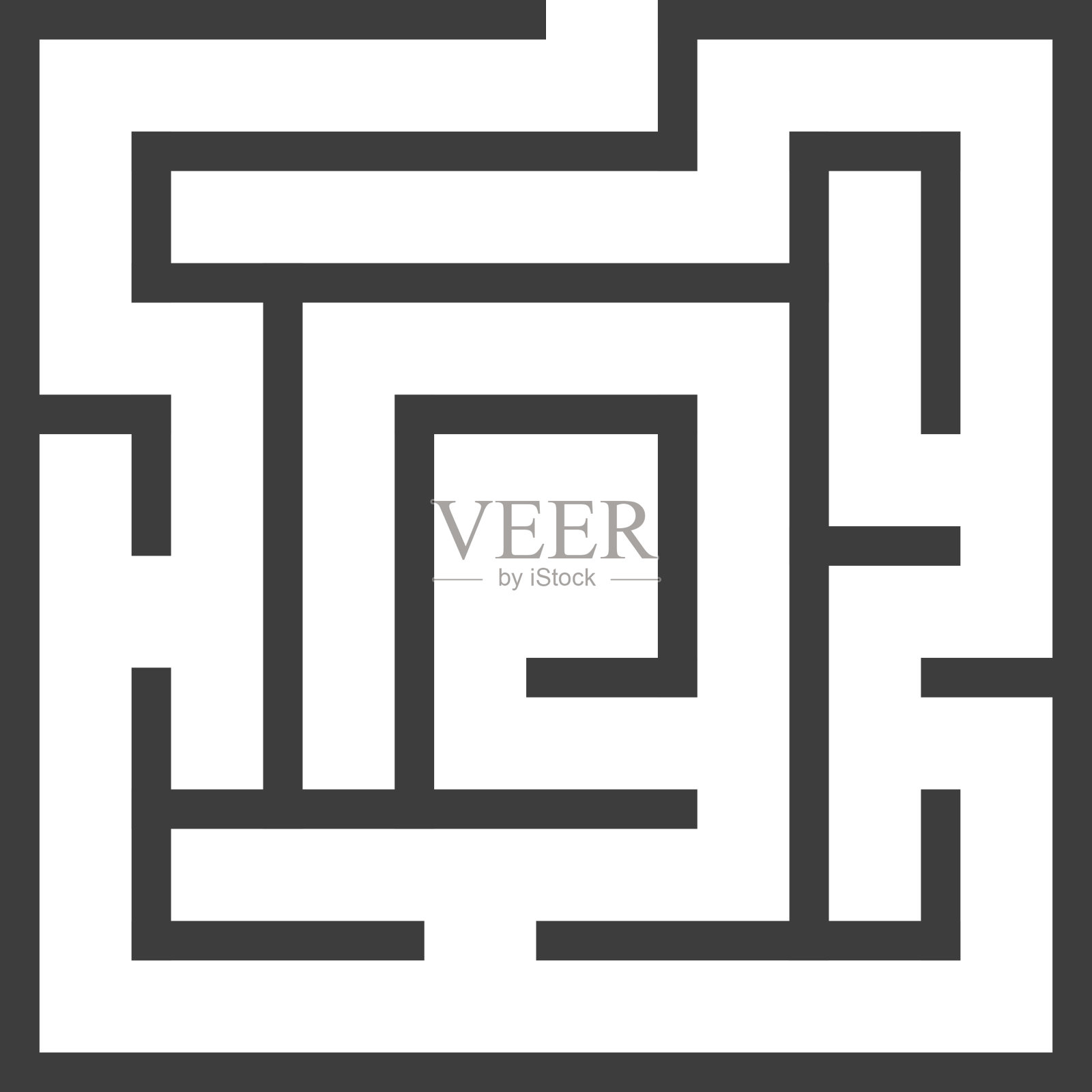 白色方块迷宫插画图片素材