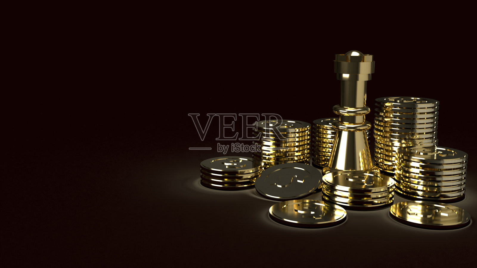 金象棋和硬币抽象图像3d渲染业务内容照片摄影图片