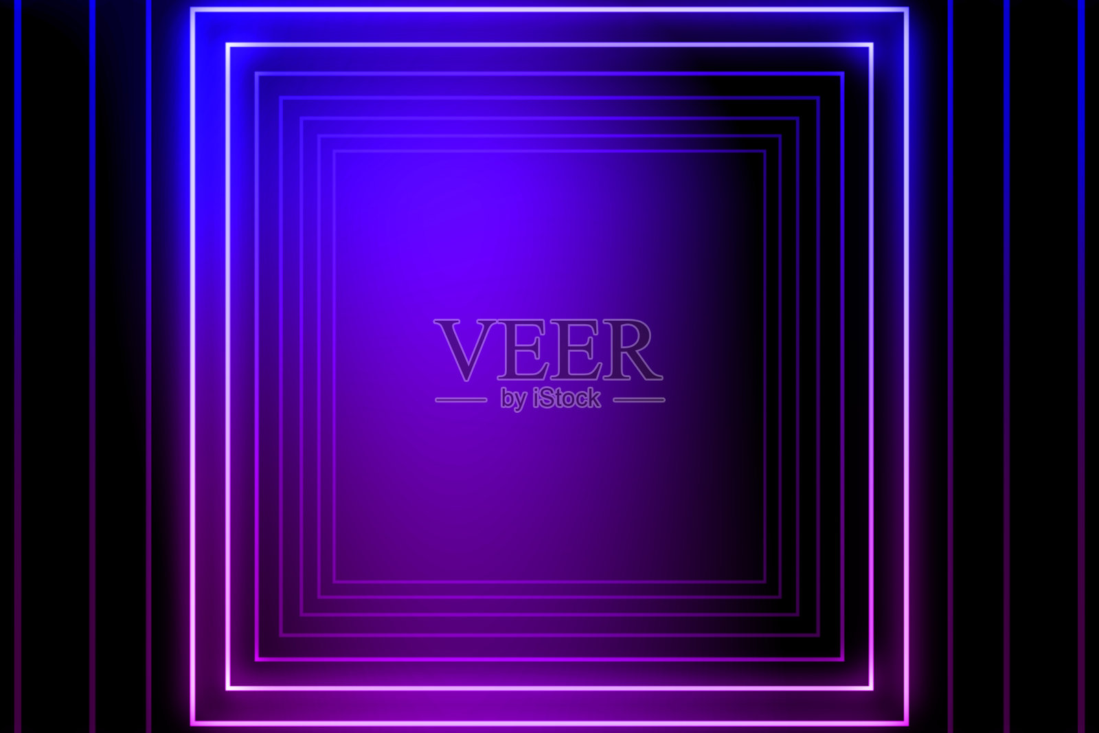 方形灯光隧道作为你的背景。明亮的充满活力的点。激光照明。蓝色和粉色。照片摄影图片