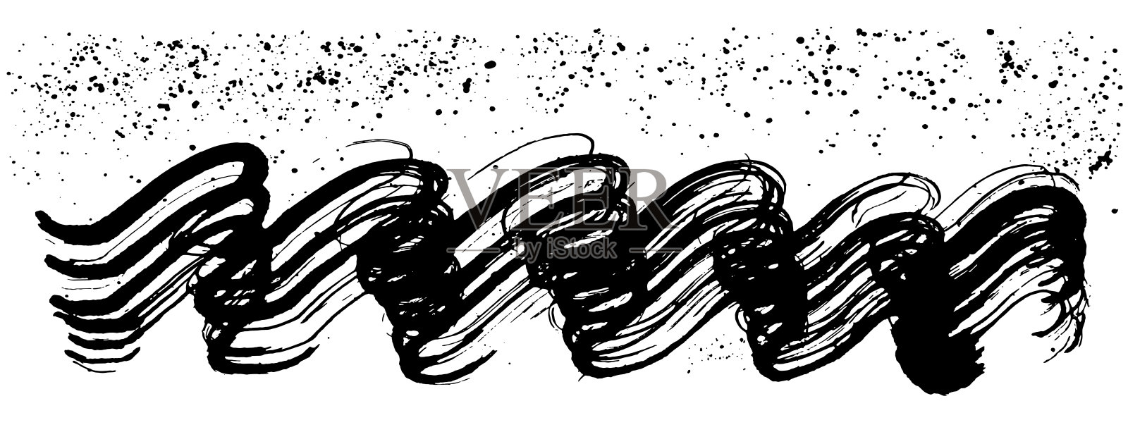 浪花。画笔描边。插画图片素材