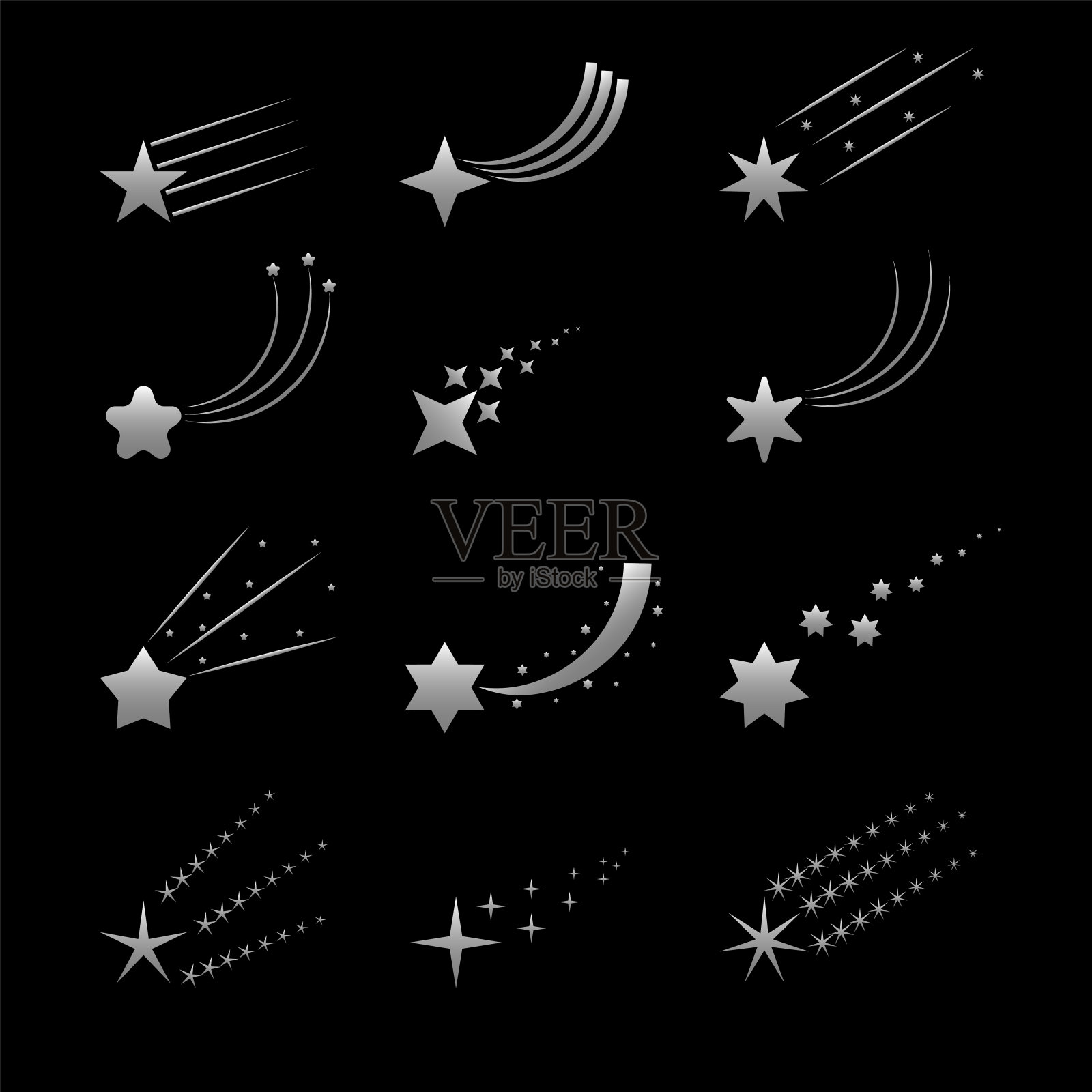 银色射击明星图标插画图片素材