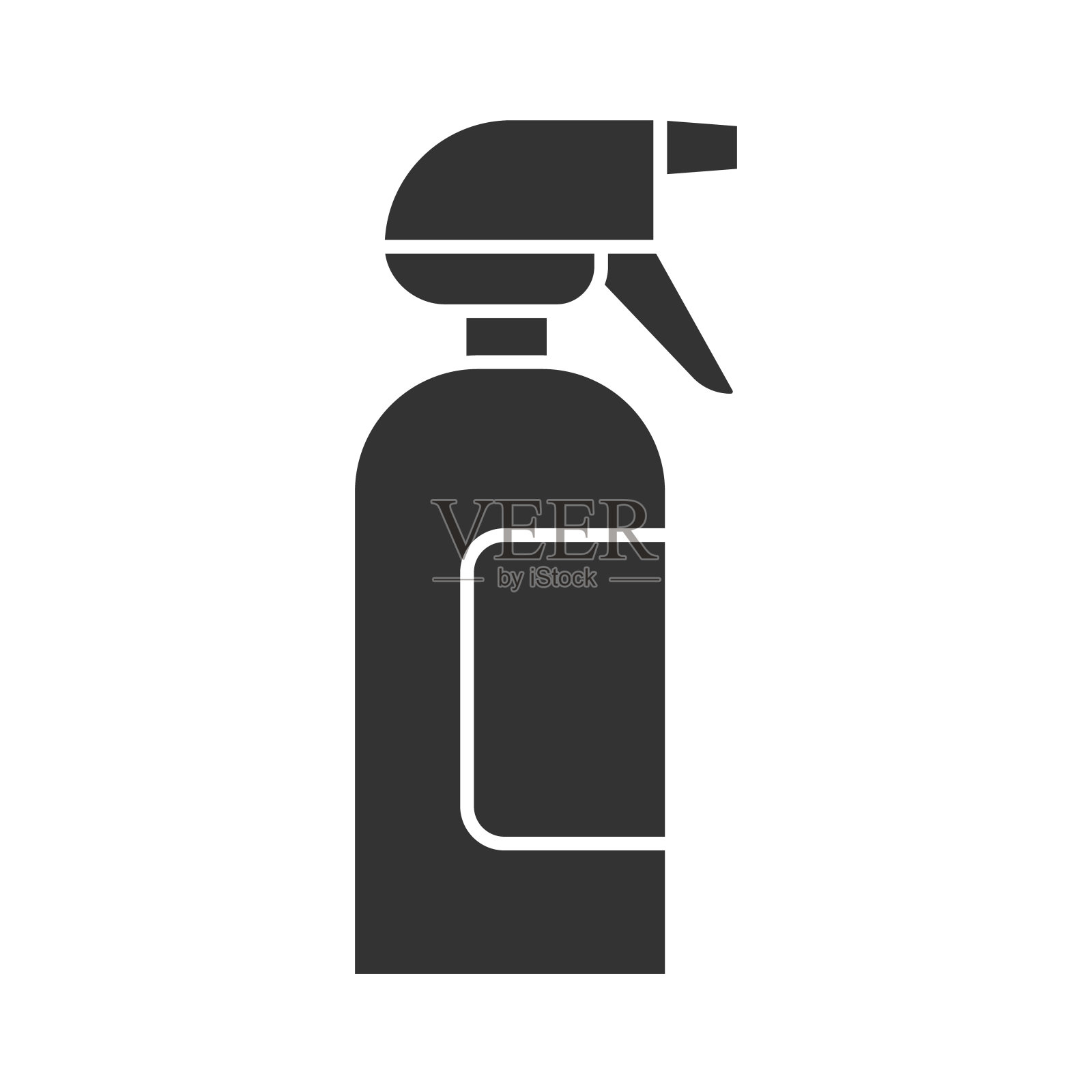 喷瓶字形图标。扔掉头发喷雾器。美容仪器。专业美发。发型师配件。轮廓的象征。负空间。向量孤立的插图插画图片素材