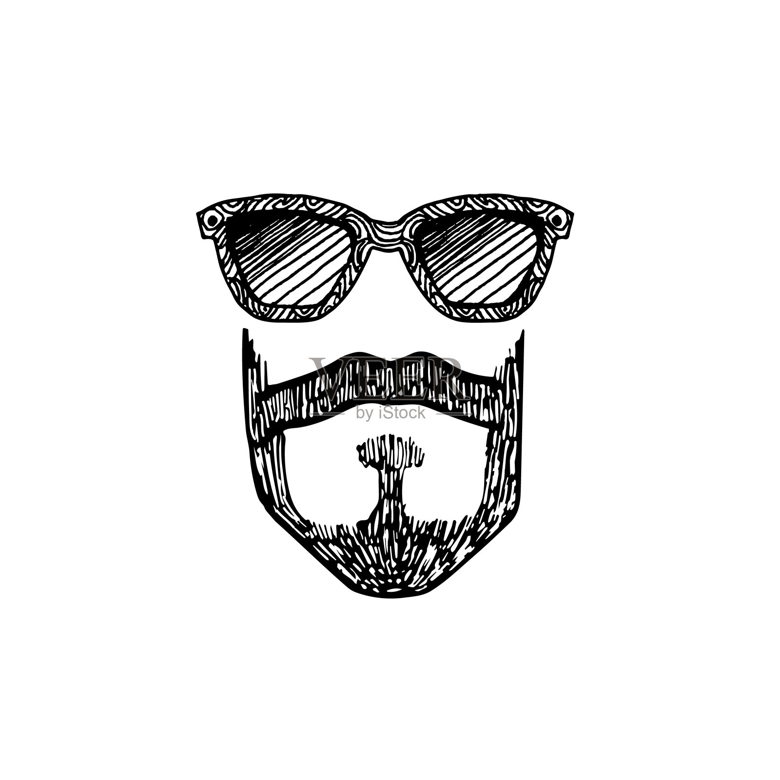 留着小胡子和络腮胡的时尚达人、骑行者或维京人插画图片素材