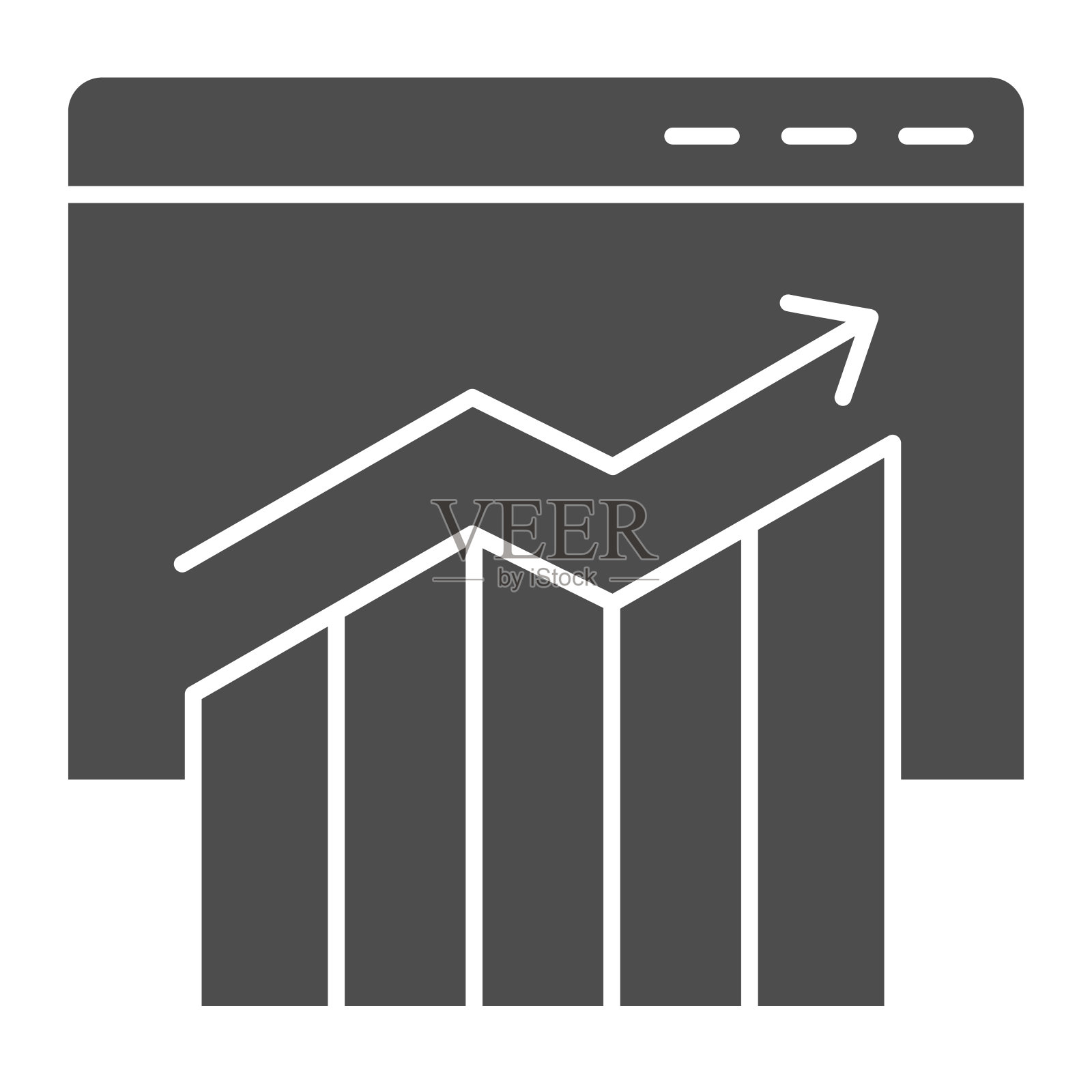 股票价格经纪人窗口立体图标。浏览器与统计图表上的监控。多媒体矢量设计概念，象形文字风格的象形文字在白色的背景，用于web和应用程序。Eps 10。图标素材