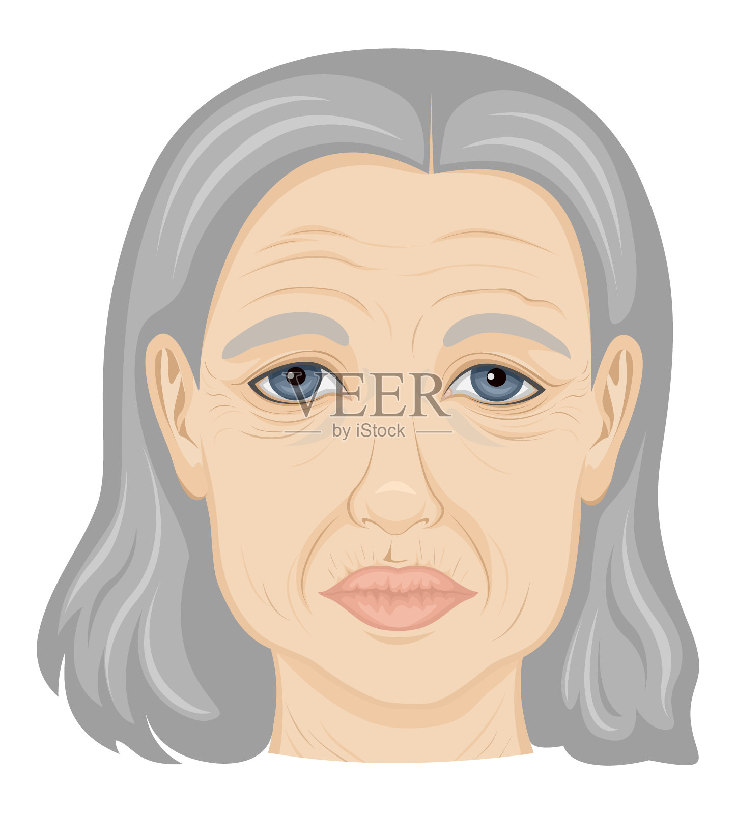 一位上了年纪的女士的肖像插画图片素材