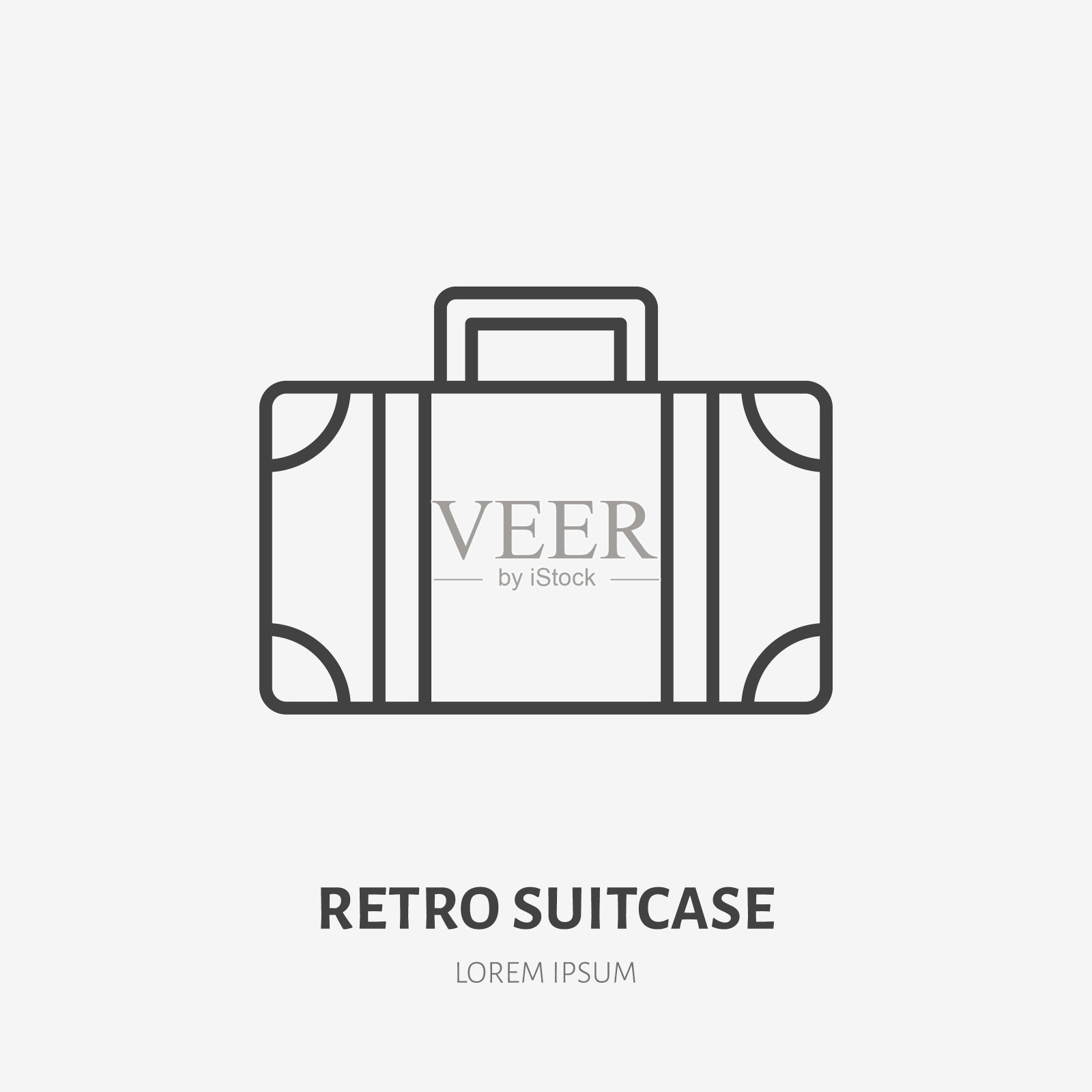 行李，旅行平线图标。复古的手提箱的迹象。薄线性标志机场行李规则图标素材