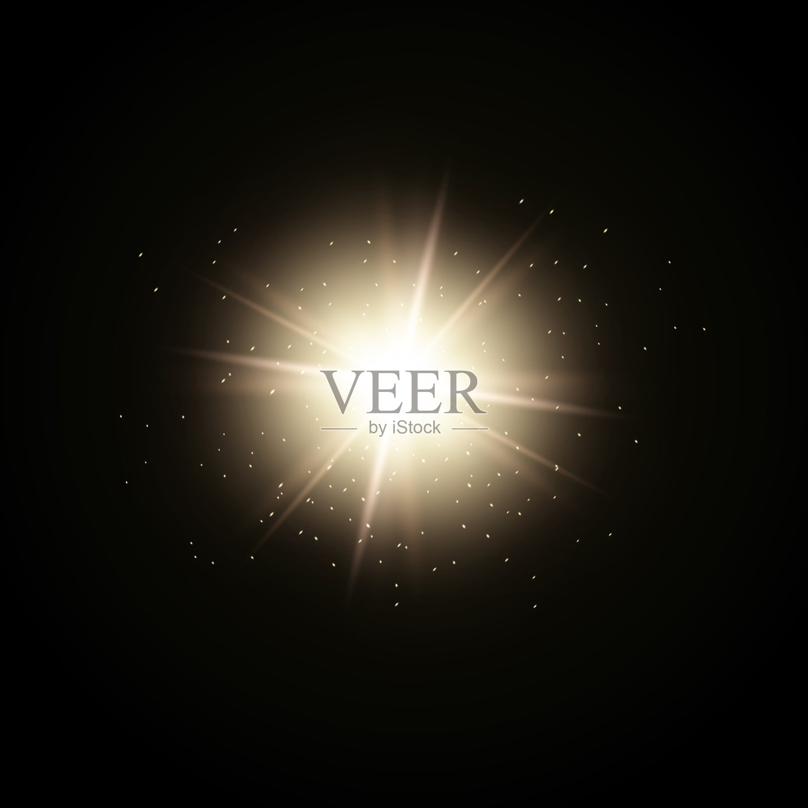 镜头光晕。相机闪光灯。阳光孤立在黑色背景上插画图片素材