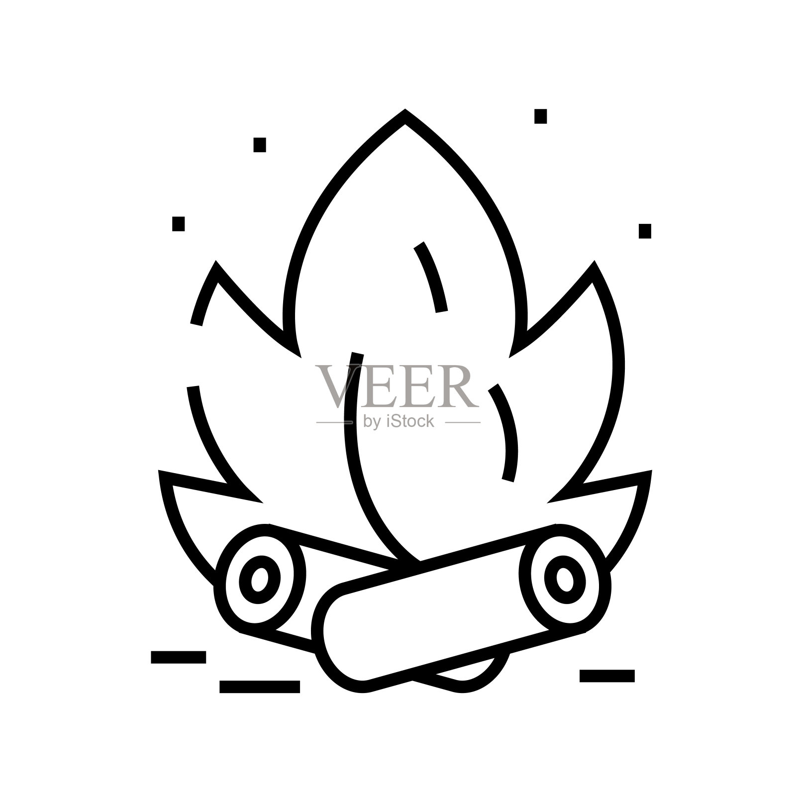 篝火线图标，概念符号，轮廓矢量插图，线性符号插画图片素材