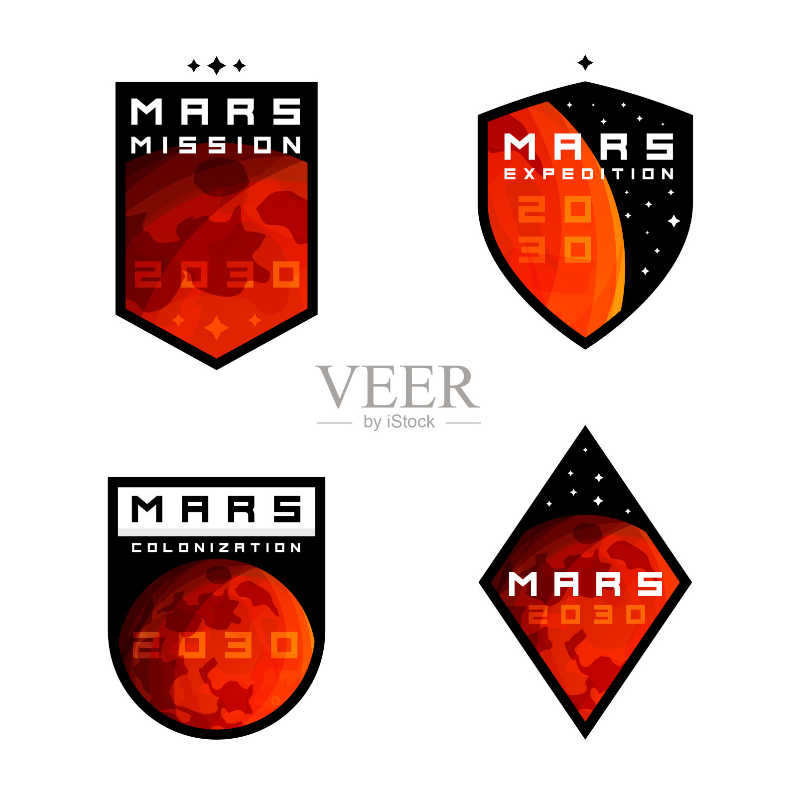 火星殖民/探索徽章，标签，标志，标志，设计元素设计元素图片