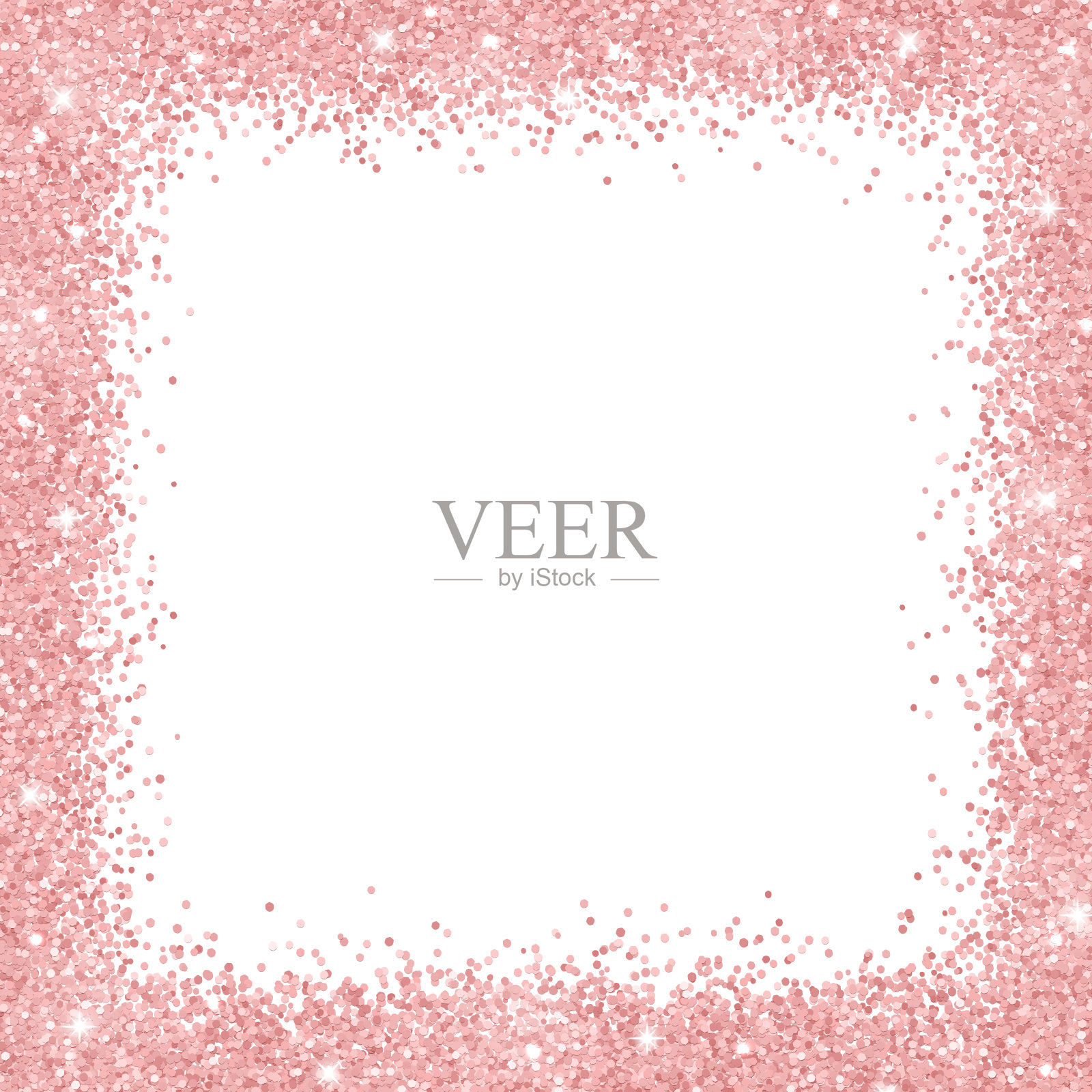 边框与玫瑰金色闪光在白色的背景。向量插画图片素材