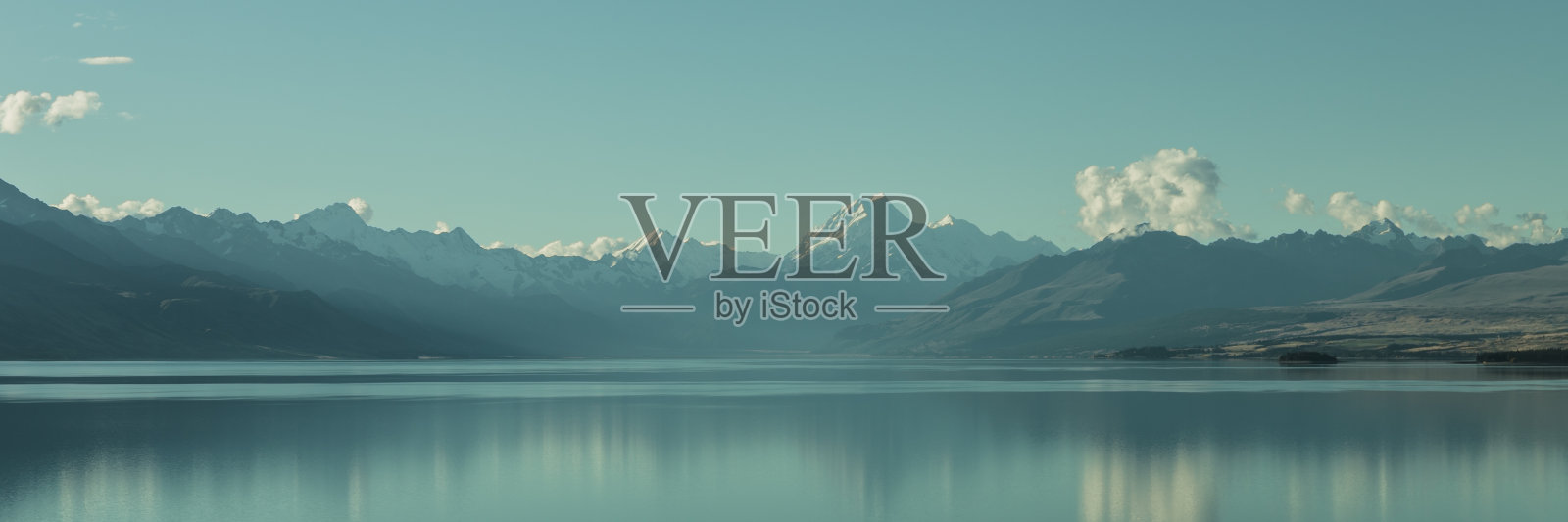 库克山，普卡基湖，南阿尔卑斯国家公园，新西兰照片摄影图片