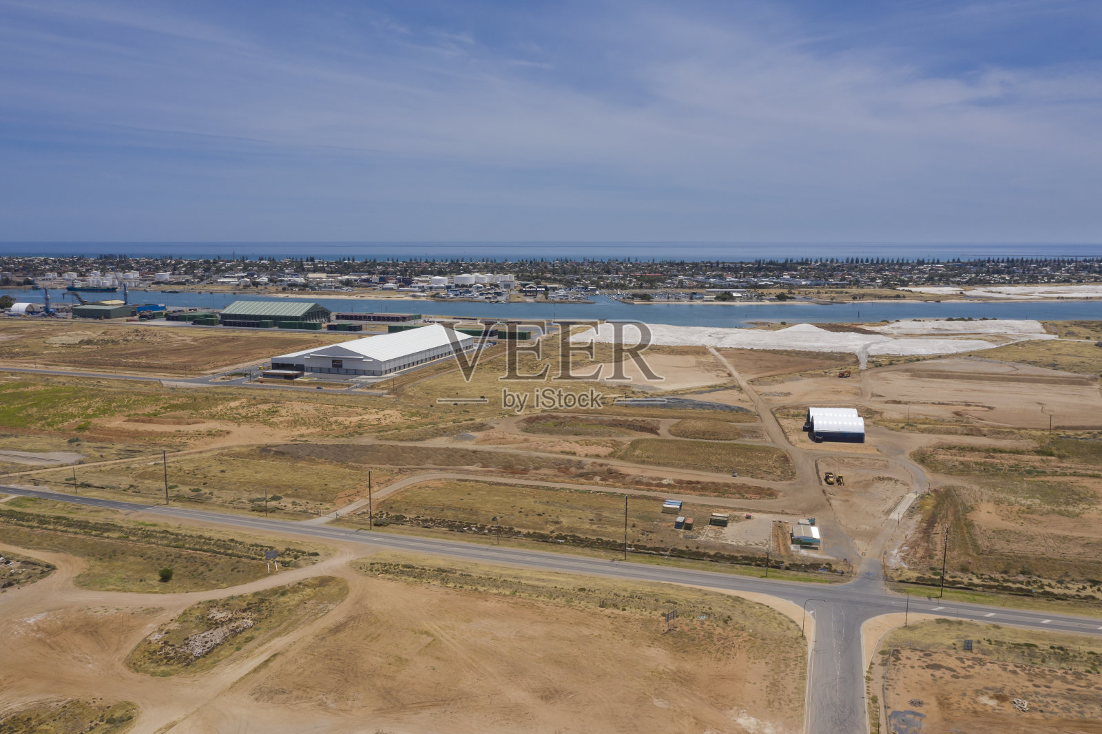 南澳大利亚阿德莱德港工业区鸟瞰图照片摄影图片
