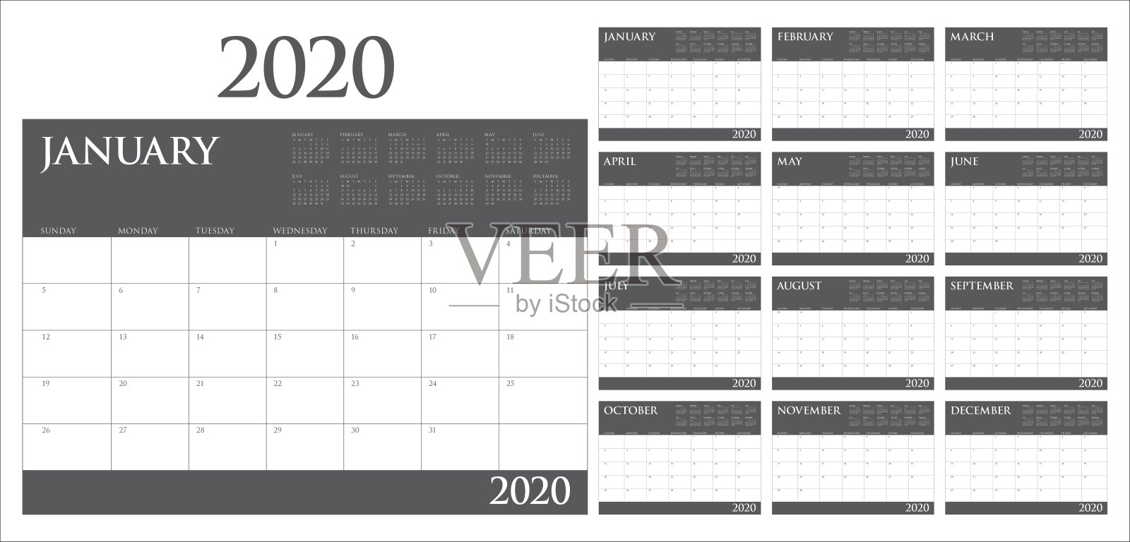 2020年台历矢量插图插画图片素材