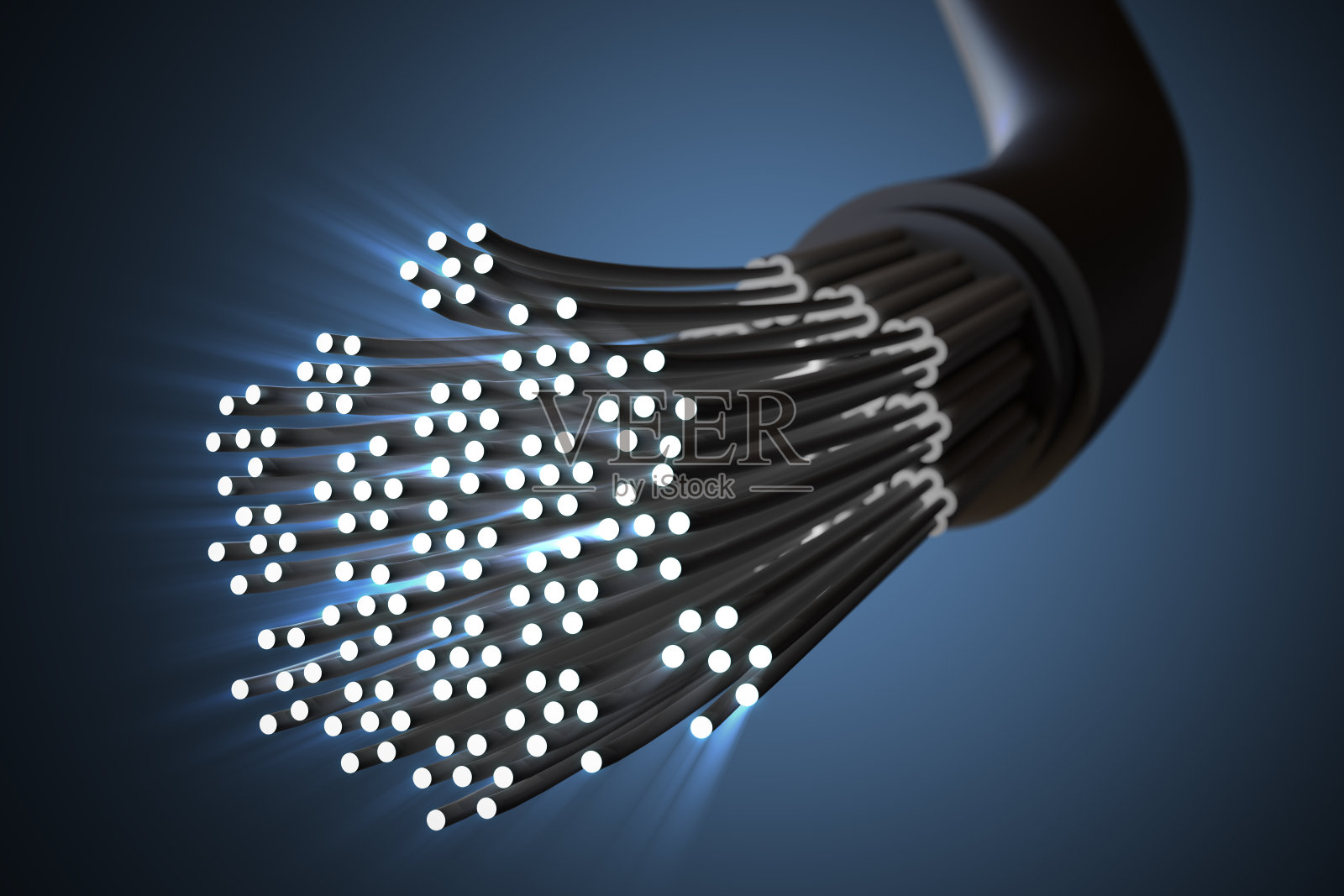 光纤线缆。3 d渲染插图。照片摄影图片