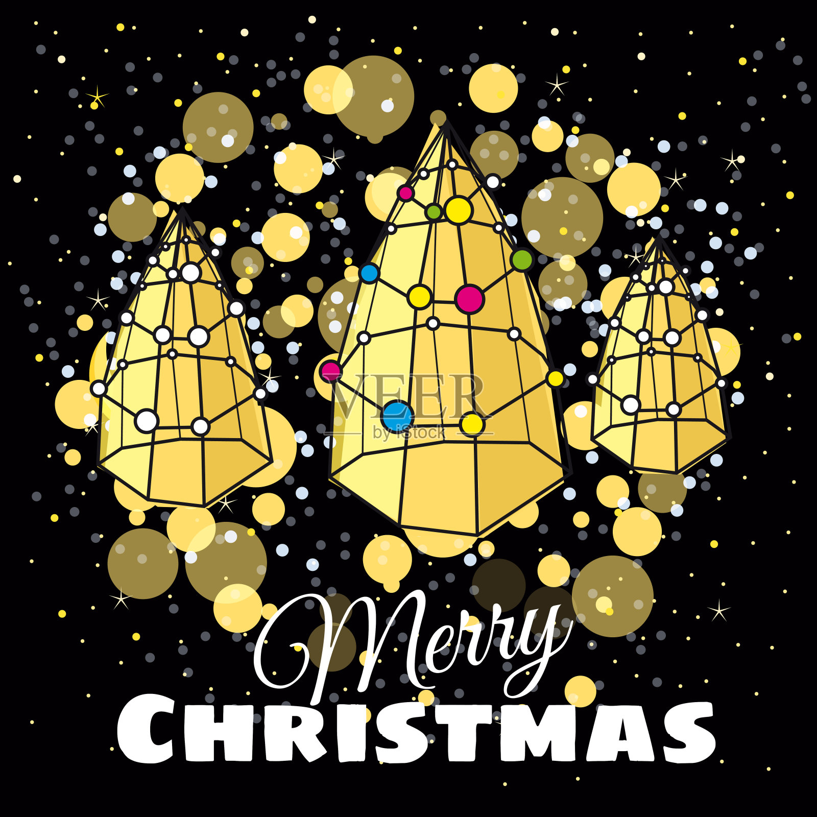 圣诞贺卡快乐。潮流设计的云杉元素为圣诞节装饰和海报。矢量插图，模板，横幅，海报插画图片素材