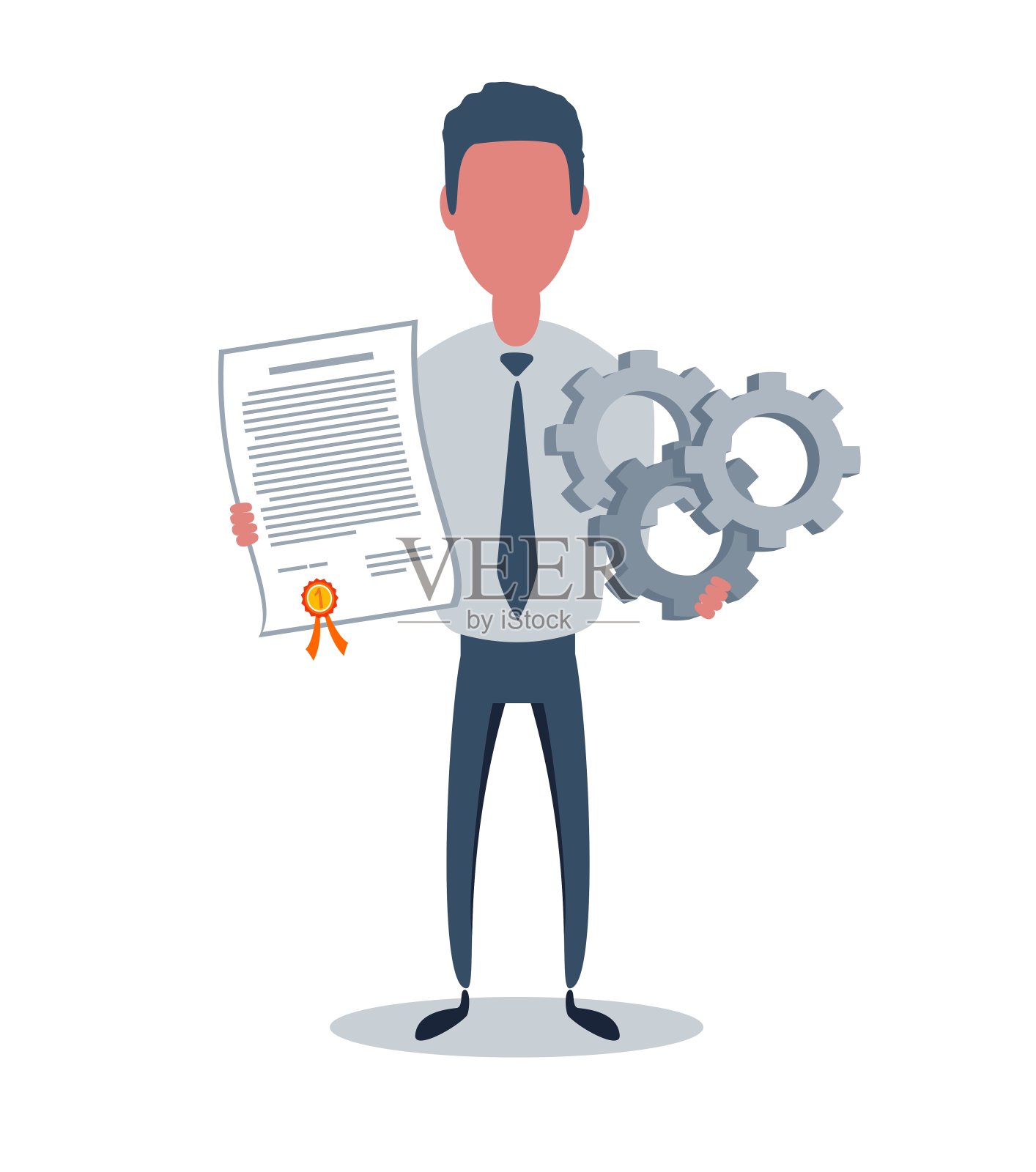 商人或职员。男性角色在时尚的简单风格与对象，平面矢量插图插画图片素材